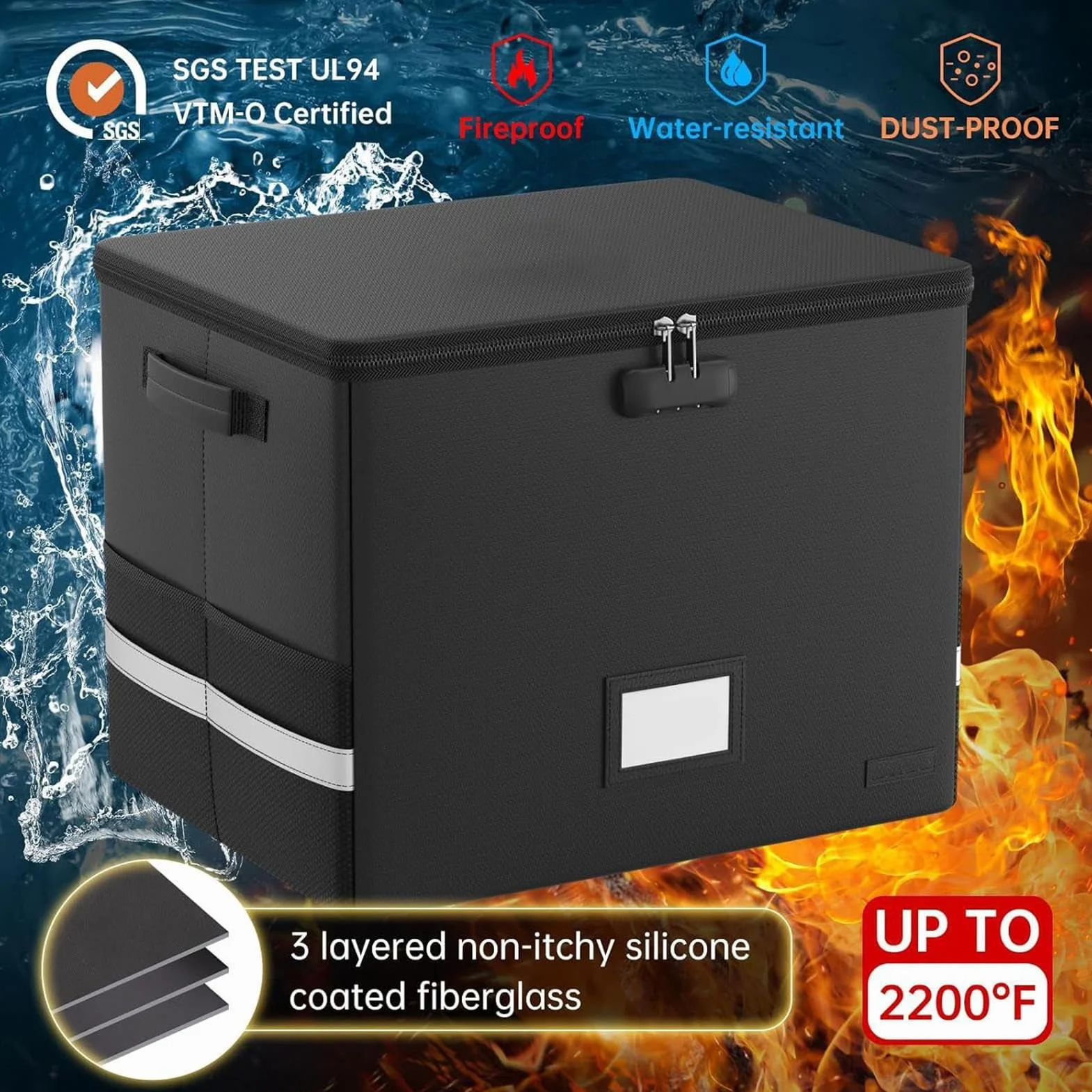 Salva Scatola Di Stoccaggio - Crate Di Registrazione | Organizzatore Del Titolare Di File | Portatile Album Portatile Risparmio Di Spazio Con Coperchio E Maniglie | Organizzatore Ignifugo Rés