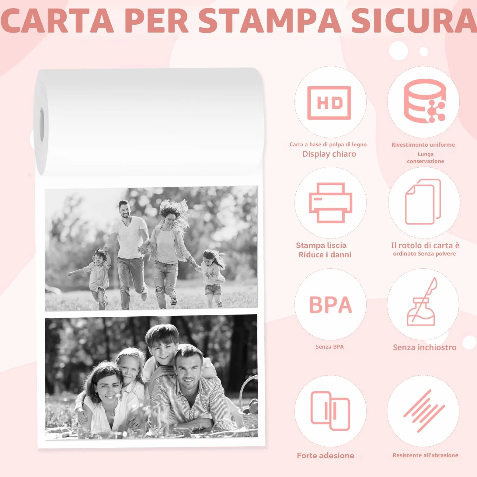 Carta Termica per Bambini Macchine Fotografica Istantanee 15 Rotoli 57mm x 500mm per Stampante Termica
