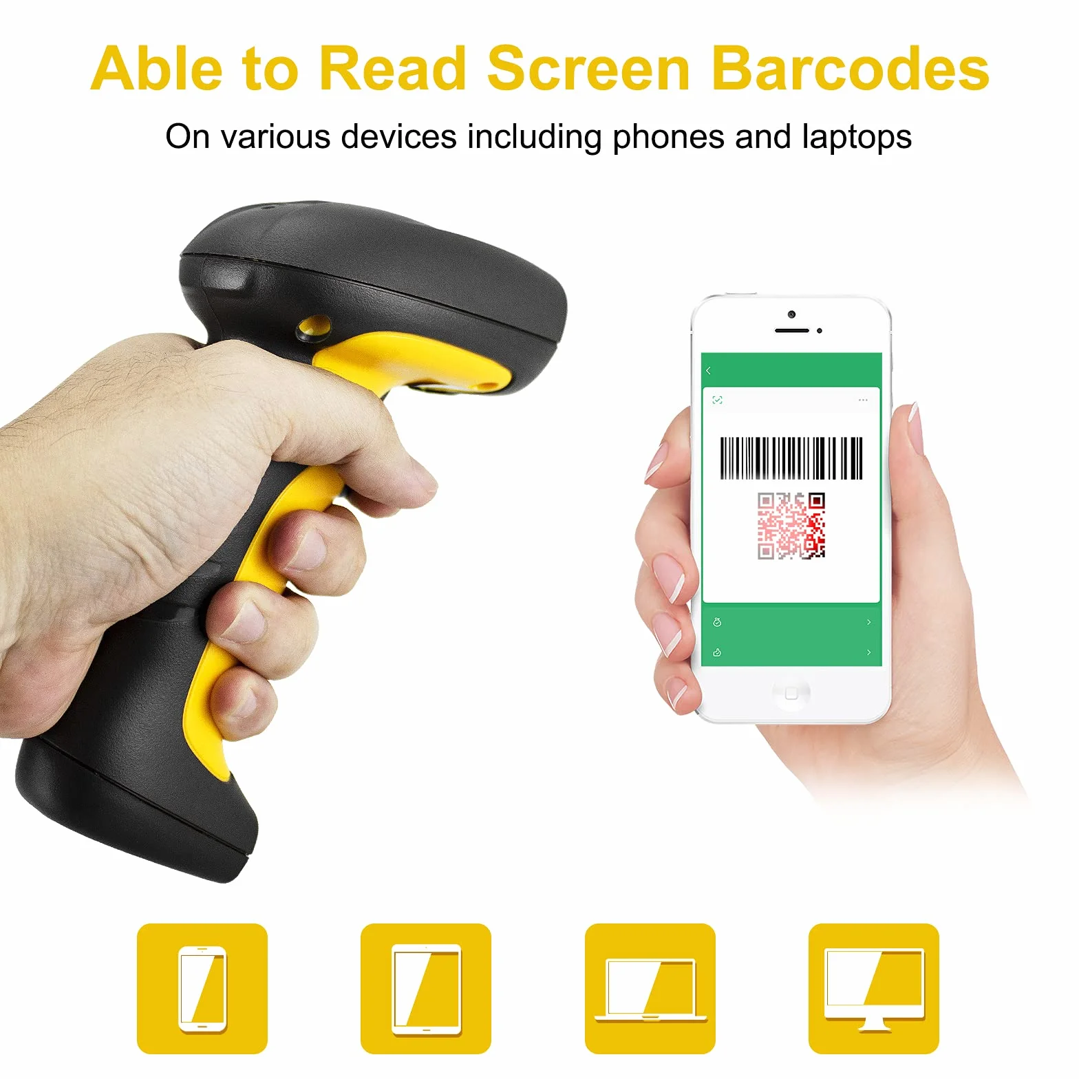 NetumScan Lettore di codici a barre 2D wireless, lettore di codici a barre impermeabile e antimicrobico (QR PDF17 Data Matrix Code) Base di ricarica con ricevitore integrato NS1202W