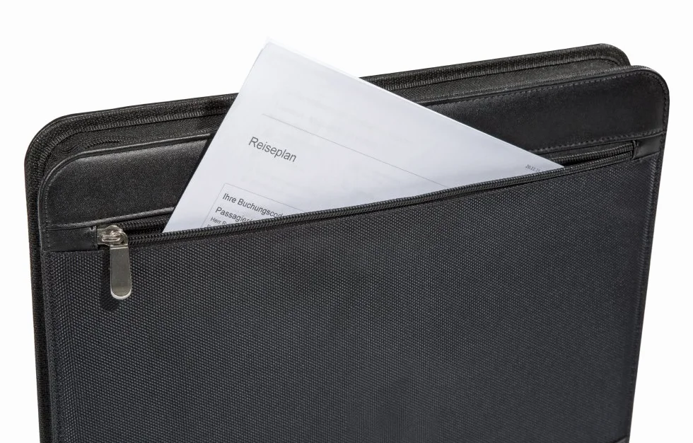 Cartella Portablocco A4 Frankfurt, Quaderno Ad Anelli Estraibile, Finta Pelle Nylon Nero
