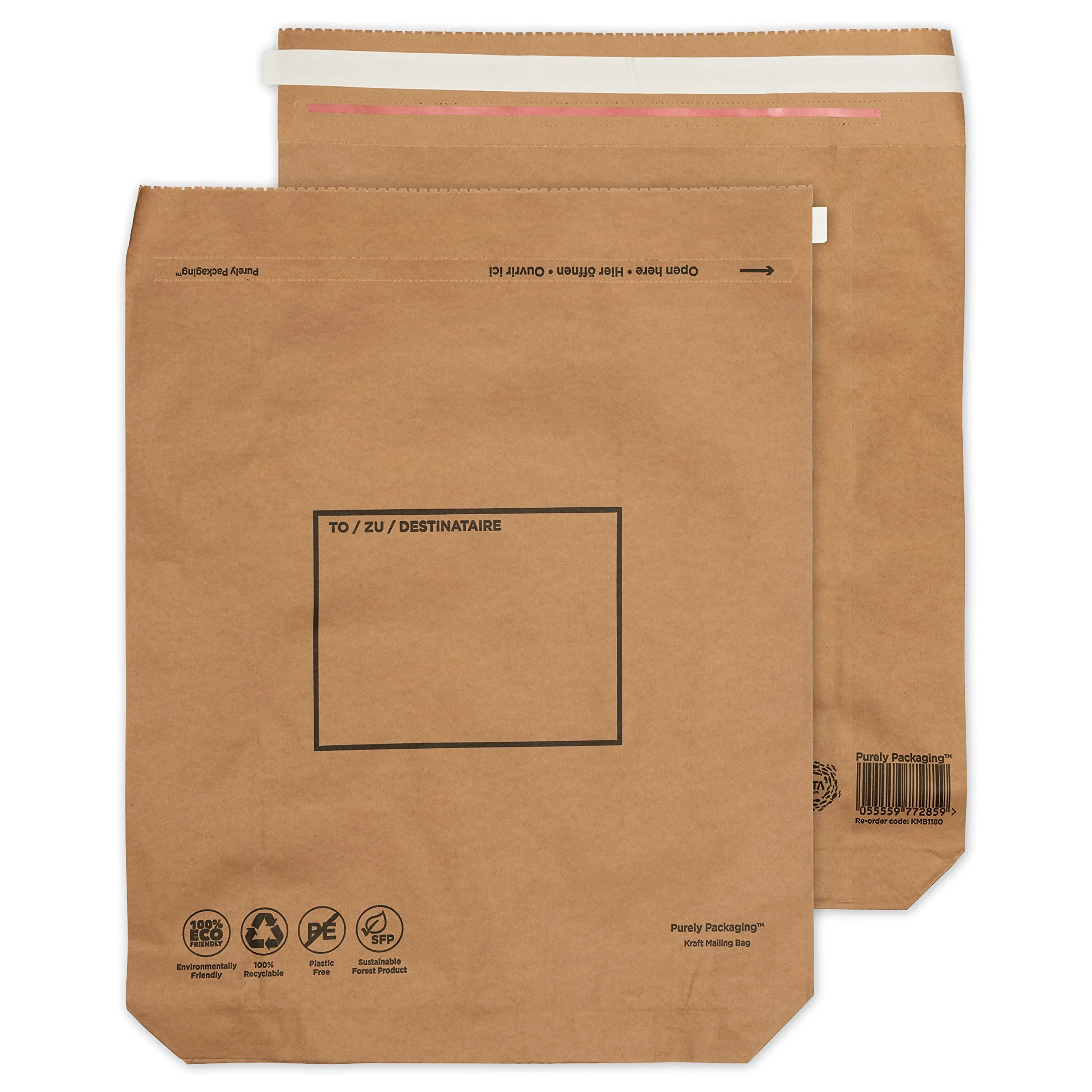 Blake VITA Packaging 530 x 480 mm 110 g/m2 Busta da spedizione in carta Kraft Stacca e sigilla (KMB1180) Marrone naturale, Confezione da 100