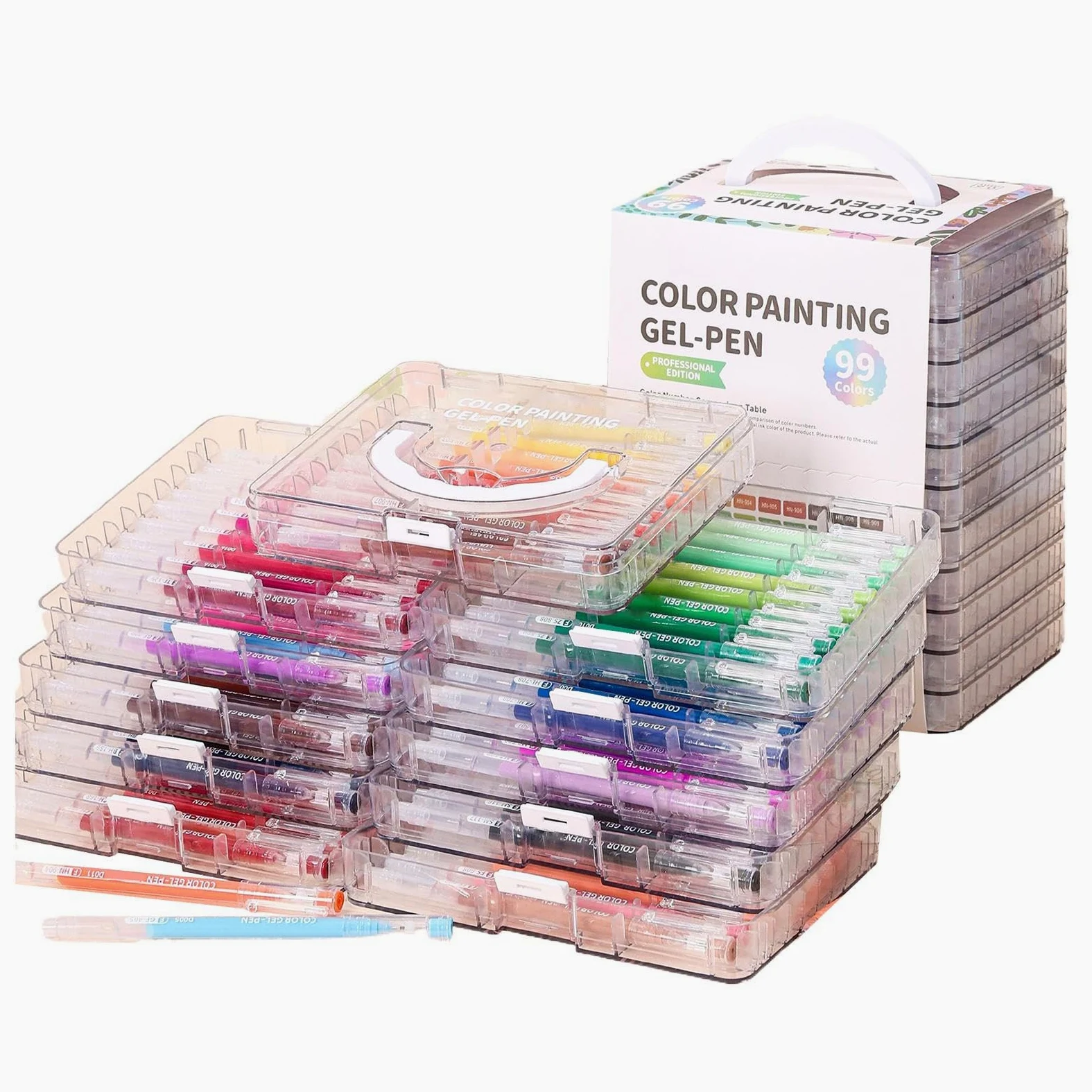 Penna a inchiostro gel – Pennarelli per la scuola,Penna a inchiostro colorato a flusso fluido grande capacità con scatola di immagazzinaggio per disegno scarabocchiatura Scrapbooking diario creativo