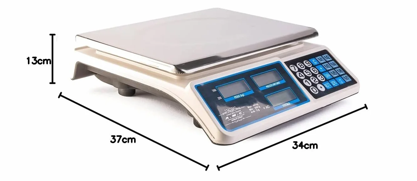 Bilancia da Banco Professionale 40kg Acciaio Inox Display LED Fronte Retro