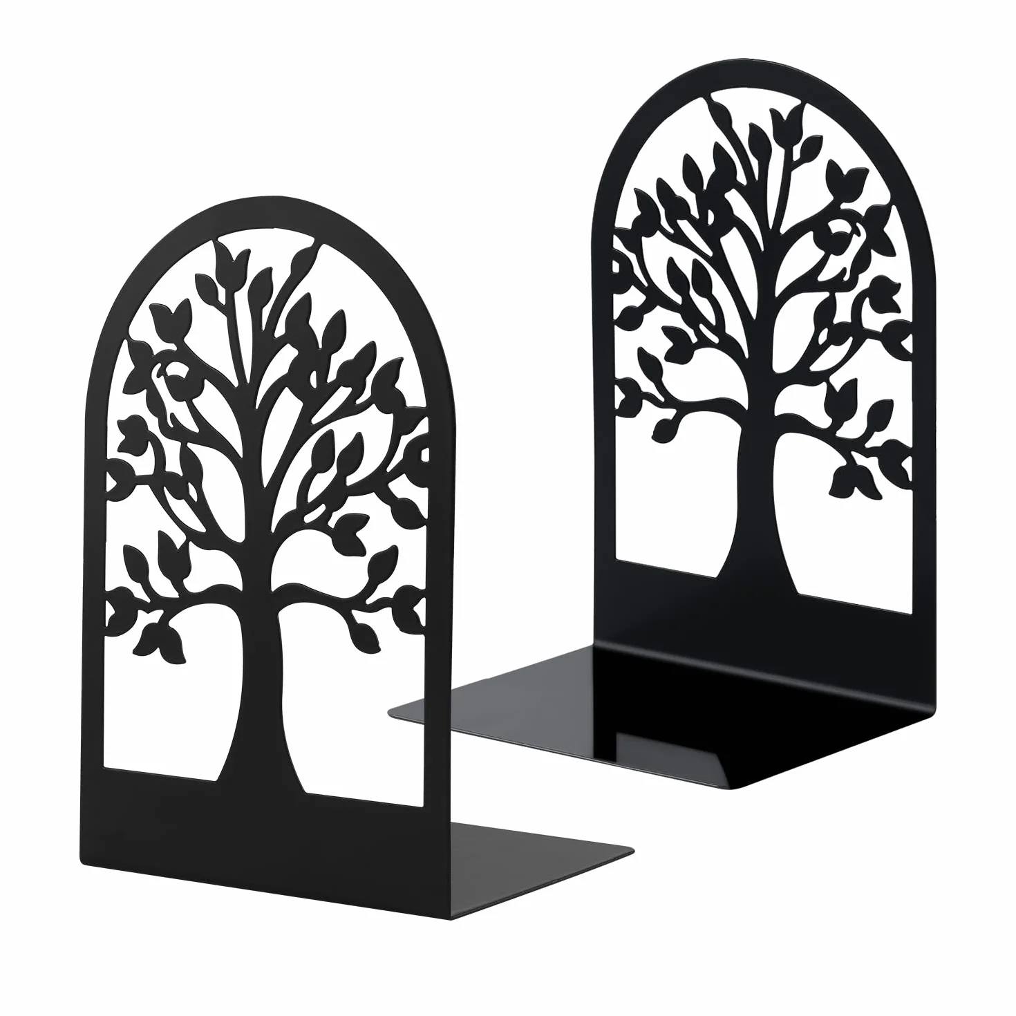Fermalibri per Mensole in Metallo, Porta Libri per Libreria, Reggi Libri per Ufficio e Casa, Design Nero