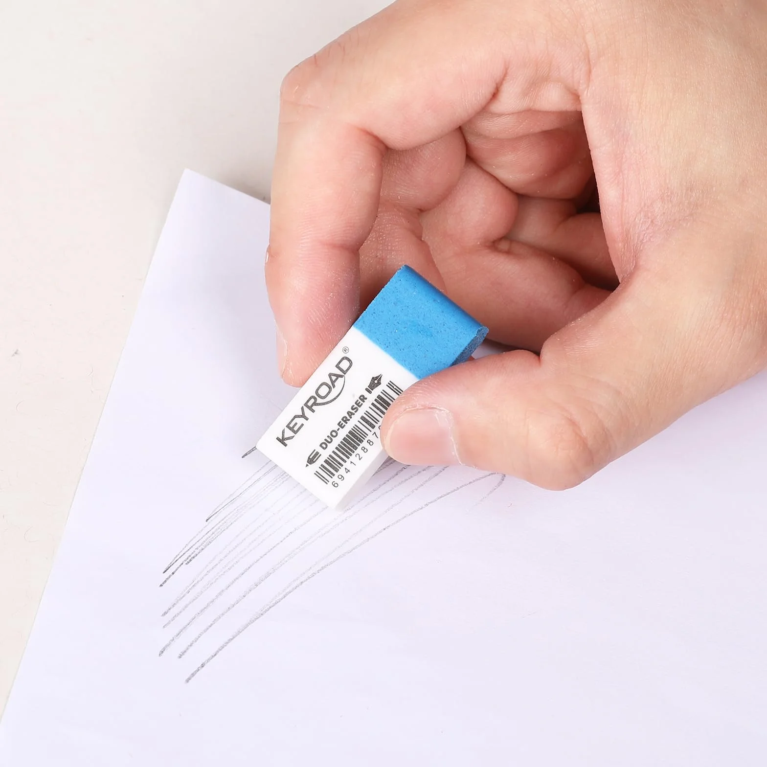 KeyRoad Gomma da cancellare multiuso per matita e penna a sfera 1 pezzo blu bianco