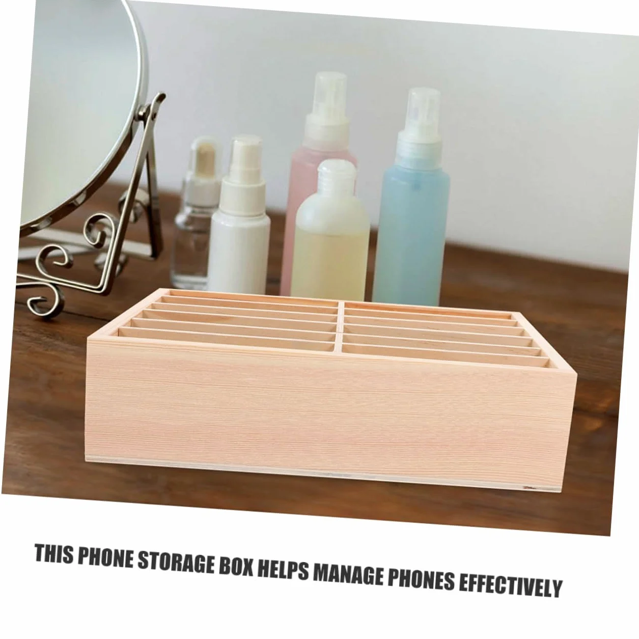 Homoyoyo Organizer in Legno Per Cellulare 12 Scomparti, Porta Telefono Da Tavolo Compatto e Protettivo, Supporto Per Cellulare Da Ufficio e Aula, Set 2 Pezzi Per Gestione e Archiviazione Telefoni