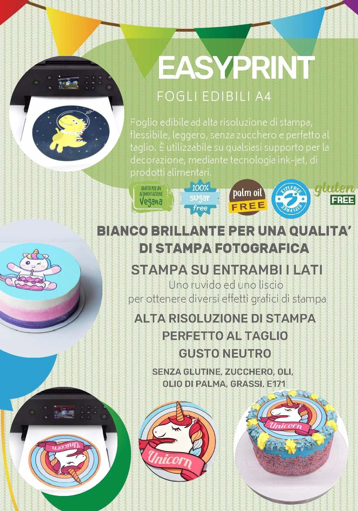 Foglio edibile EASYPRINT Lesepidado 25 fg spess.0,5mm A4 bianchi SENZA zucchero SENZA glutine