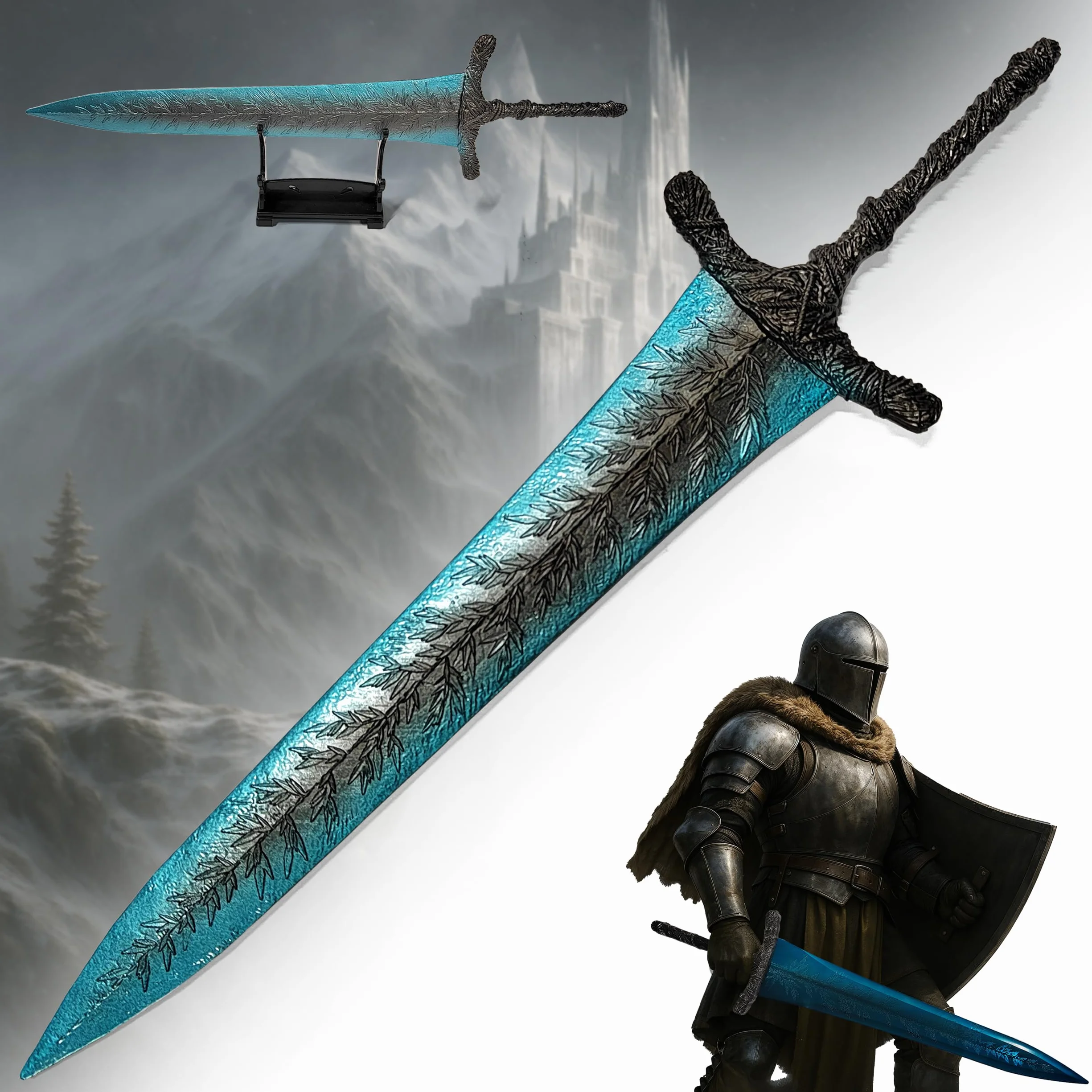 Elden Ring Dark Moon Greatsword XL Tagliacarte con Supporto