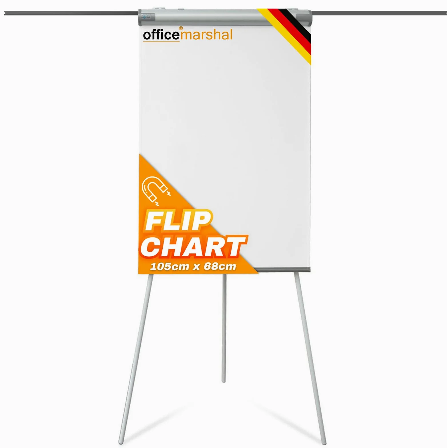 OfficeMarshal Lavagna magnetica con base a rotelle, 73 x 105 cm, regolabile in altezza fino a 210 cm, scrivibile, lavabile a secco, magnetica (coyote)
