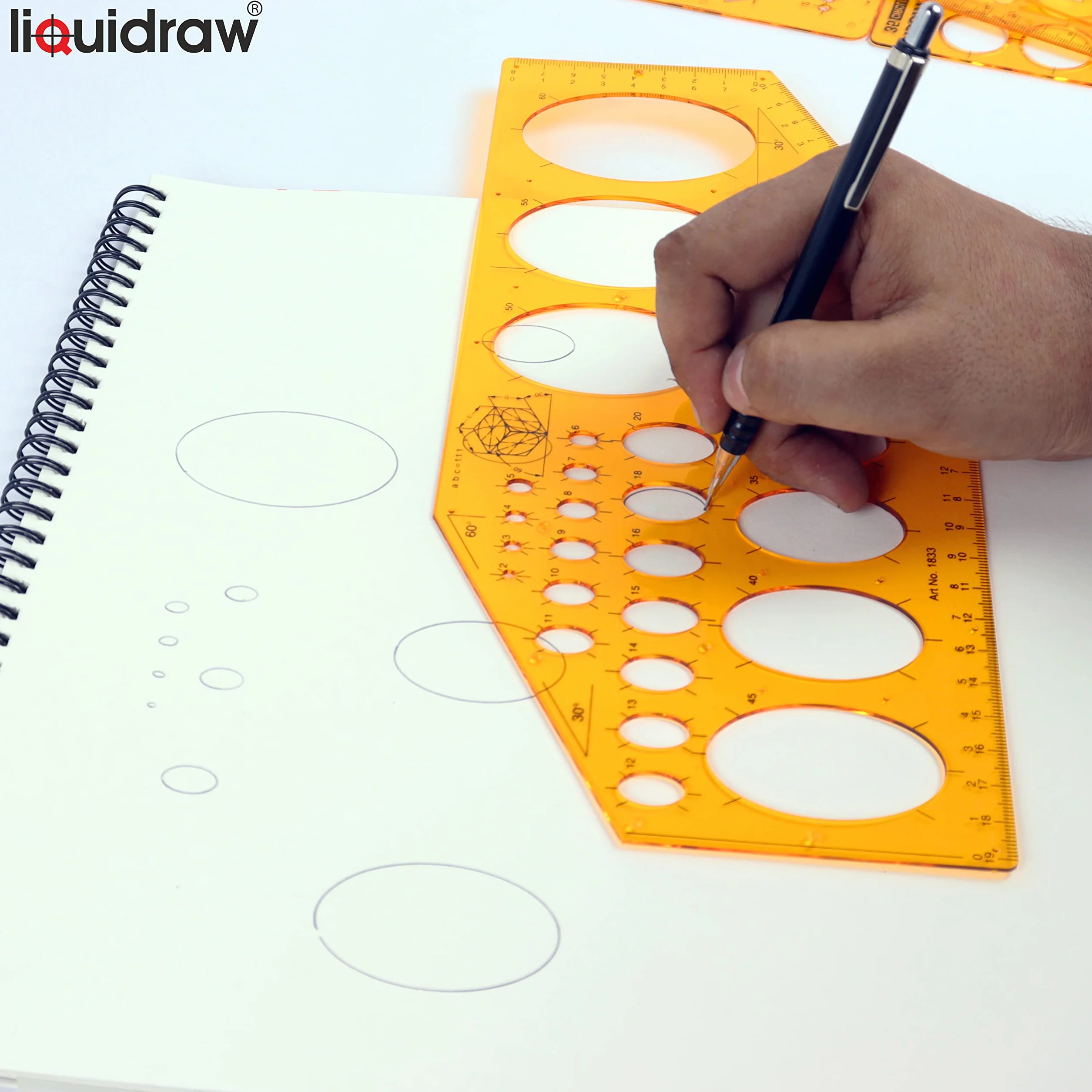 Liquidraw Stencil a forma di ellisse 27 ellissi forme geometriche in plastica trasparente per disegno tecnico ingegneria architettura