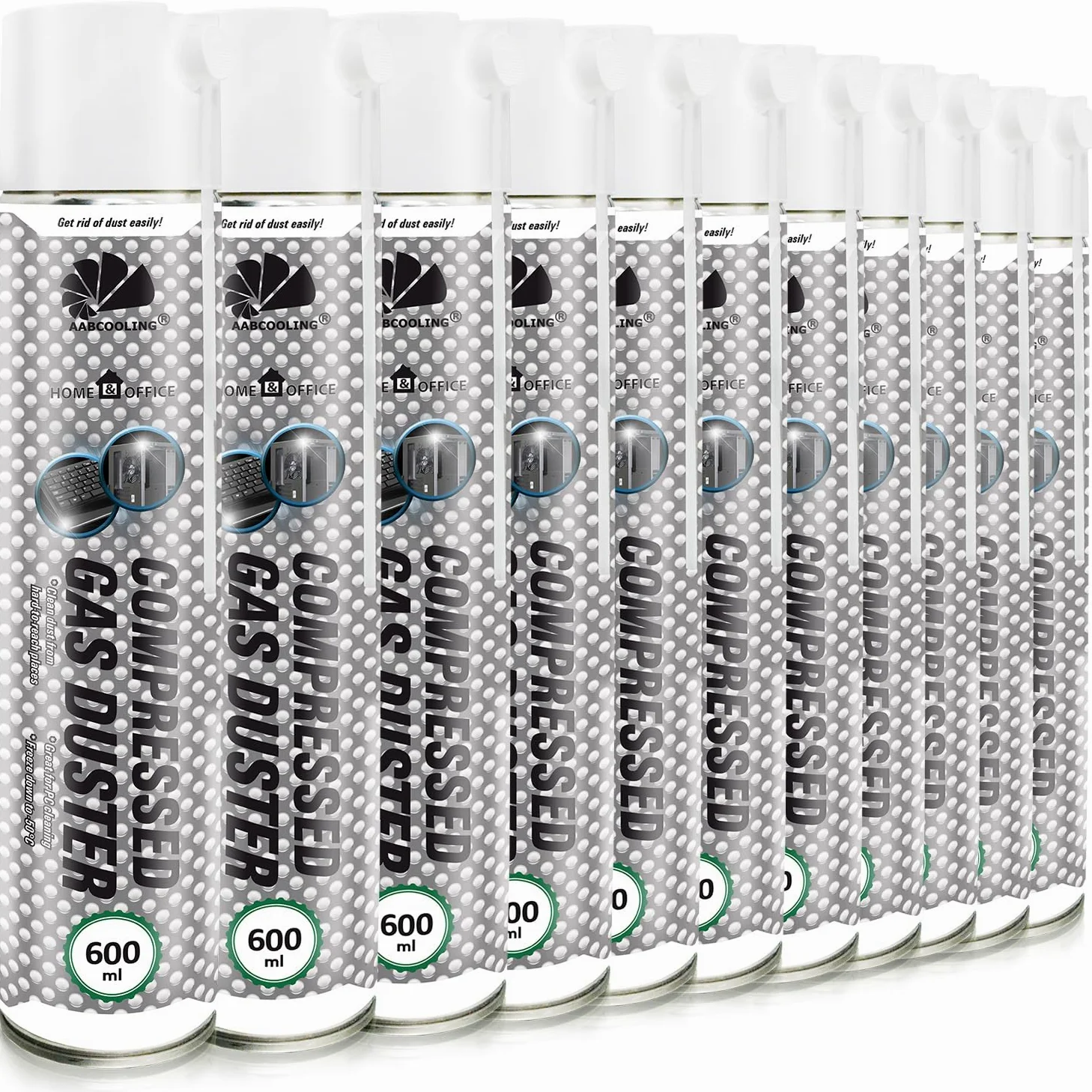 AABCOOLING Home&Office 11x 600ml Spray Aria Compressa – Pulizia PC, Tastiera, Laptop, Console, Dissipatore, Raffreddamento, Bomboletta Spray, Soffiatore Polvere, K1
