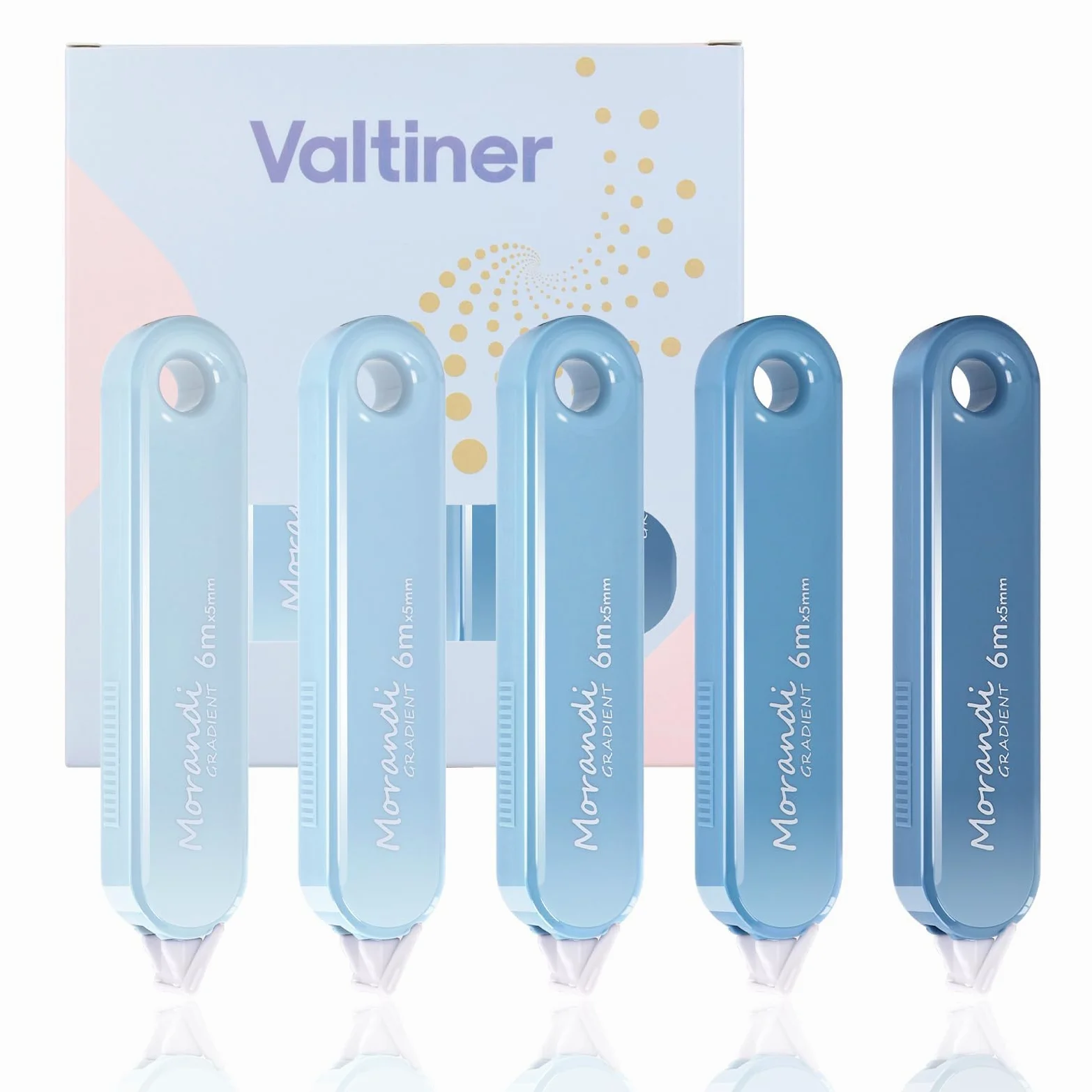 Valitner - 5 nastri di correzione White Out, nastro adesivo estetico carino, asciugatura rapida, correzione istantanea, facile da usare per forniture scolastiche e ufficio (blu)