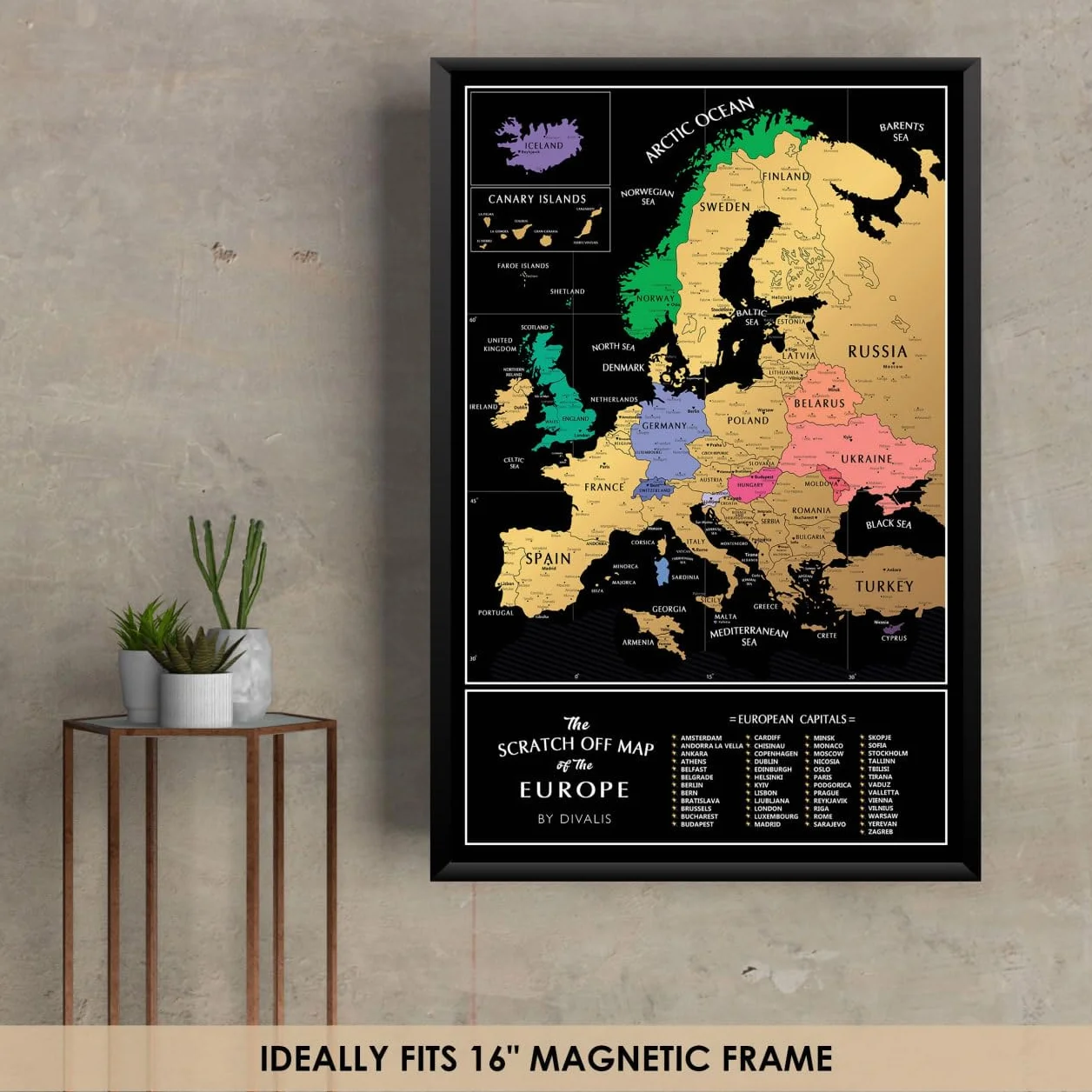 Mappa Europa da Grattare Facile da Incorniciare 60x40 cm – Mappa Europa Gratta – Poster di Viaggio Europa – Mappa Grattabile con Accessori – Travel Map Europe