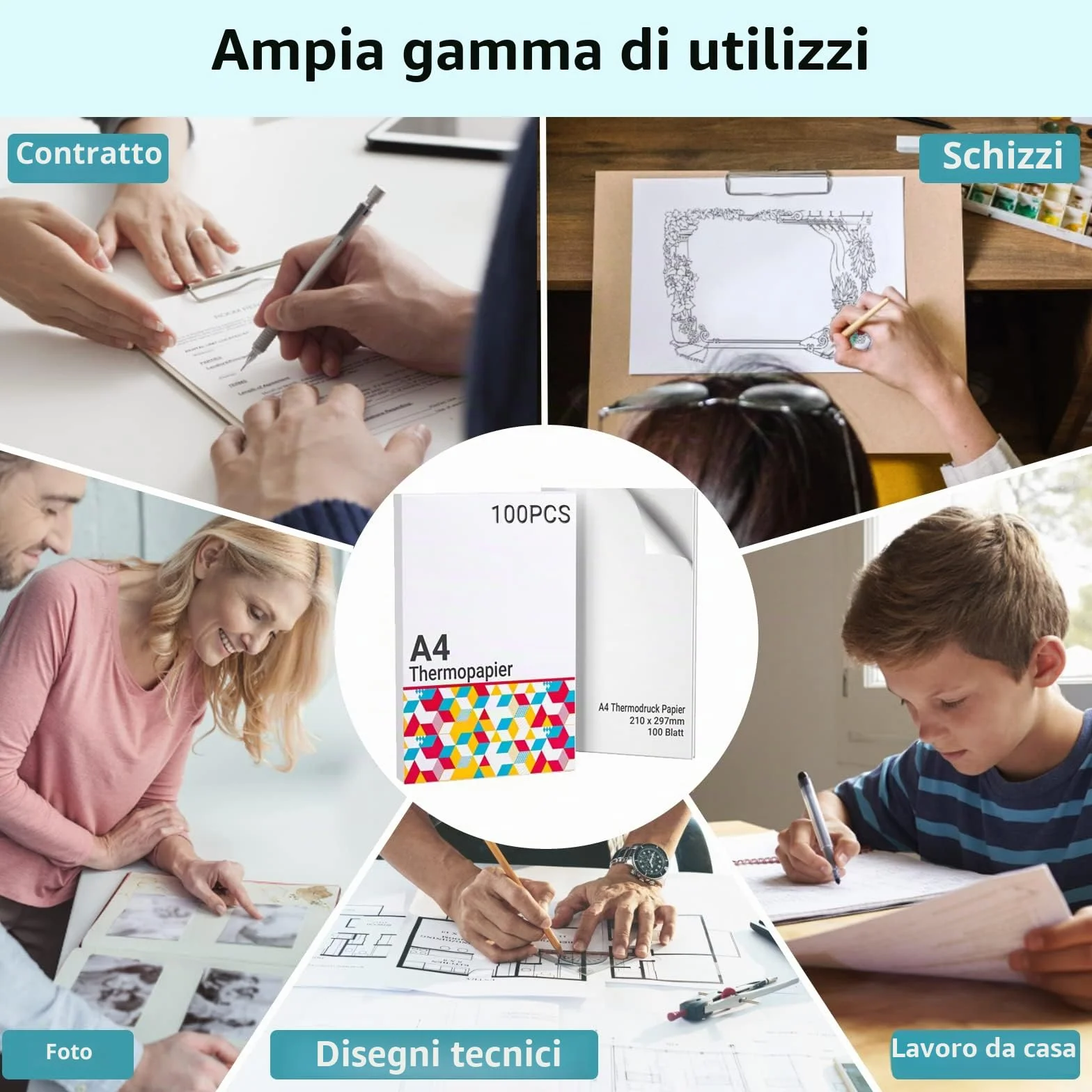 Carta termica A4 M08F-A4 210x297 mm 100 fogli compatibile Brother PJ762/PJ763MFi Phomemo M08F HPRT MT800
