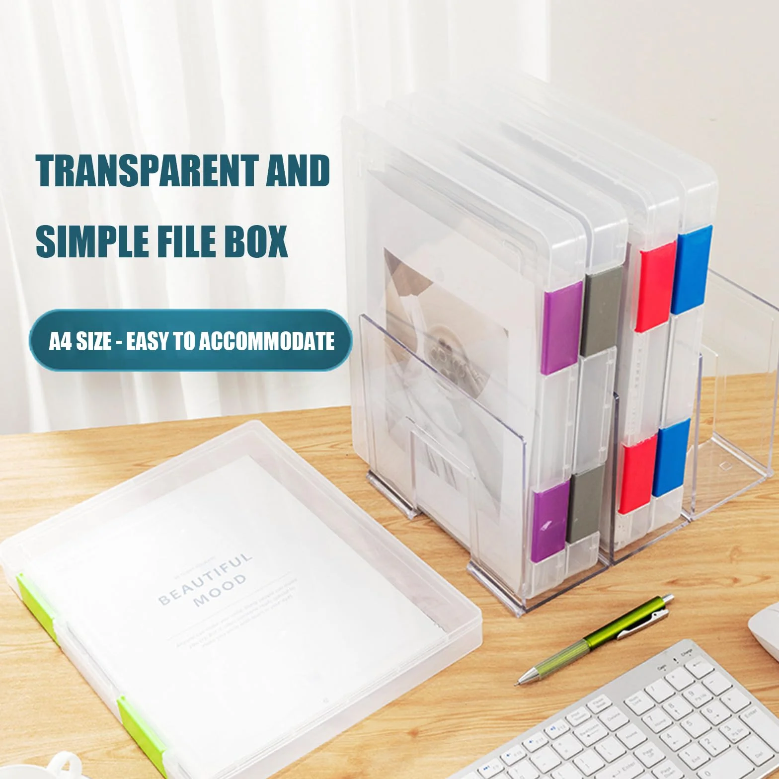 6 scatole trasparenti per documenti in polipropilene con chiusura a doppia chiusura, contenitore per documenti per ufficio, scuola, organizzazione