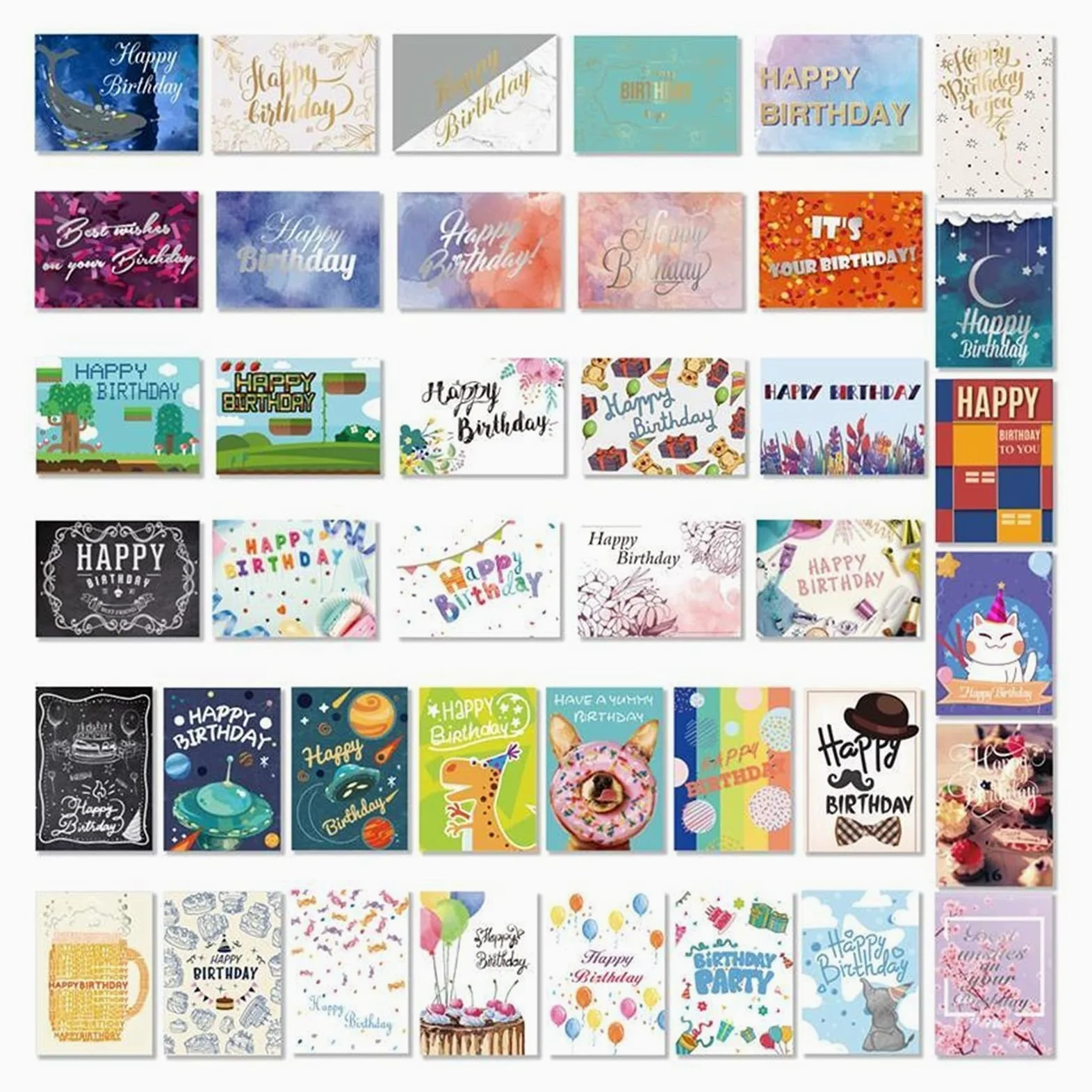 Biglietti d' auguri Biglietto di auguri 4. 0PCS. Biglietti di compleanno con 4 0PCS. Buste Creative Birthday Biglietti Bulk Box Set Party Forniture Birthday card Biglietti augurali Compleanno