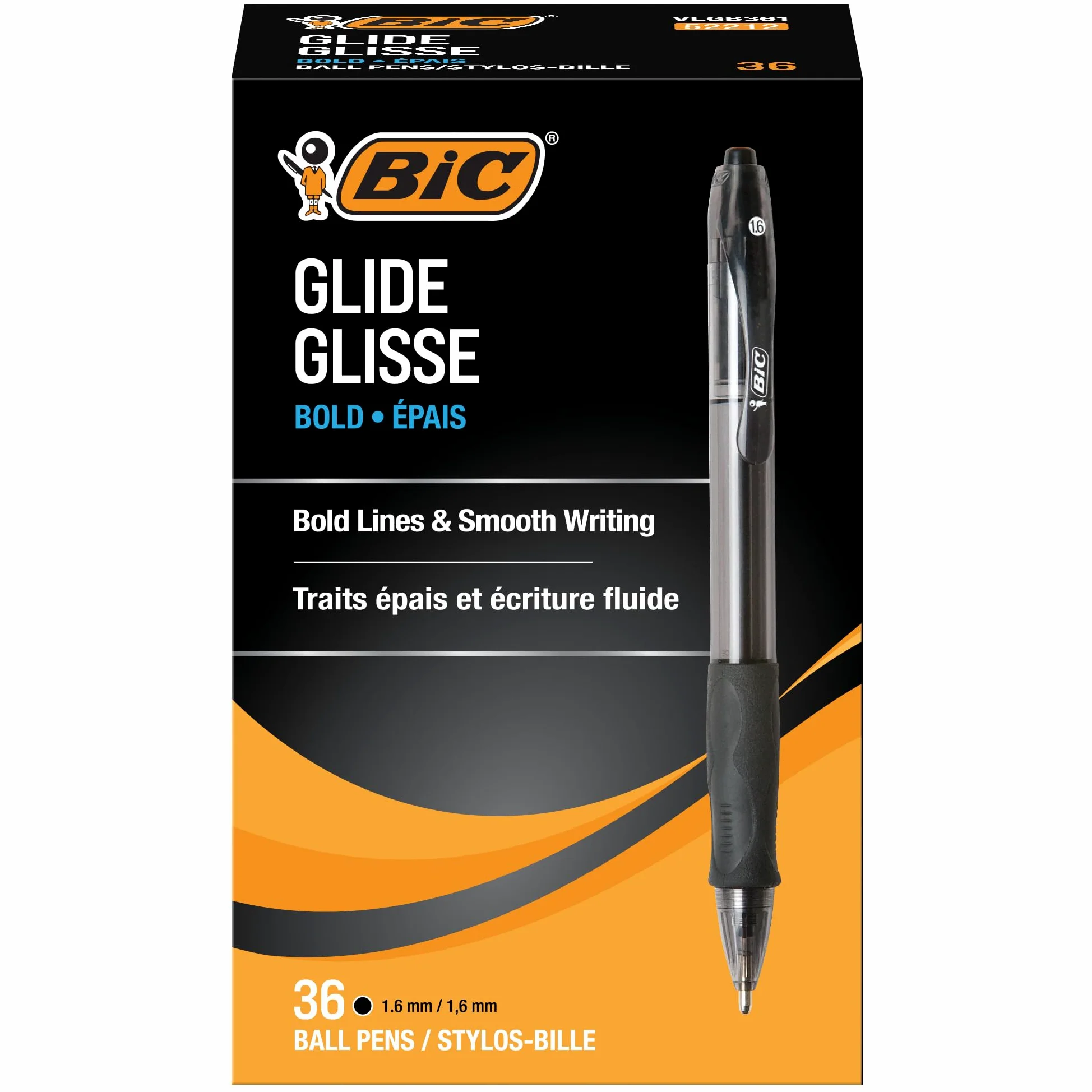 Bic Velocity Bold - Penna a sfera retrattile, punta grassa (1,6 mm), nero, 36 pezzi