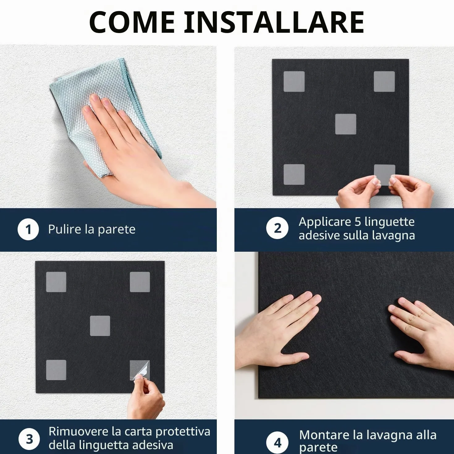 Bacheca in Sughero 120x90 cm, 12 Pezzi con 60 Cuscinetti Adesivi Biadesivi, Bacheca da Parete Memoboard per Casa, Scuola, Ufficio, Camera dei Bambini (Nero)