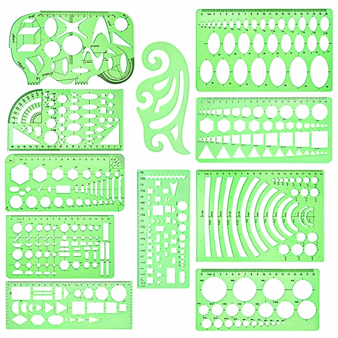 11 Pezzi Modelli di Disegni Geometrici per Disegno Ingegnere Materiale Scolastico