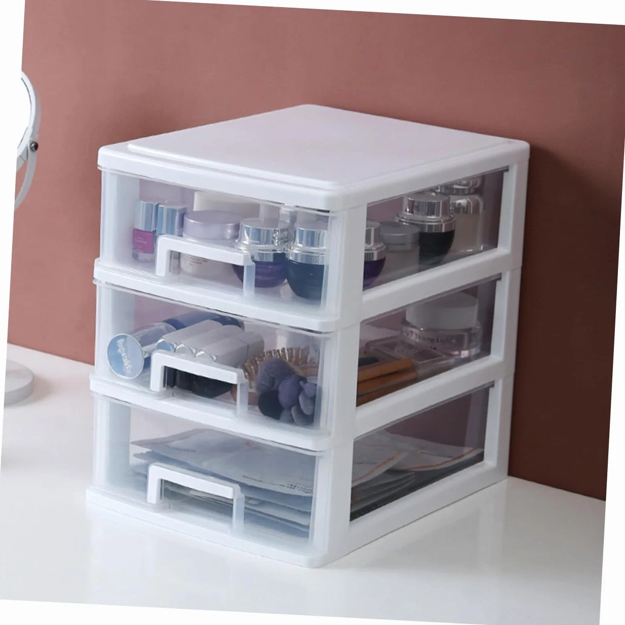Alipis Cassettiera Plastica Trasparente Bianca Organizer Portatile per Ufficio e Casa Multiuso da Scrivania per Ordinare Oggetti Piccoli e Di Dimensioni Intermedie