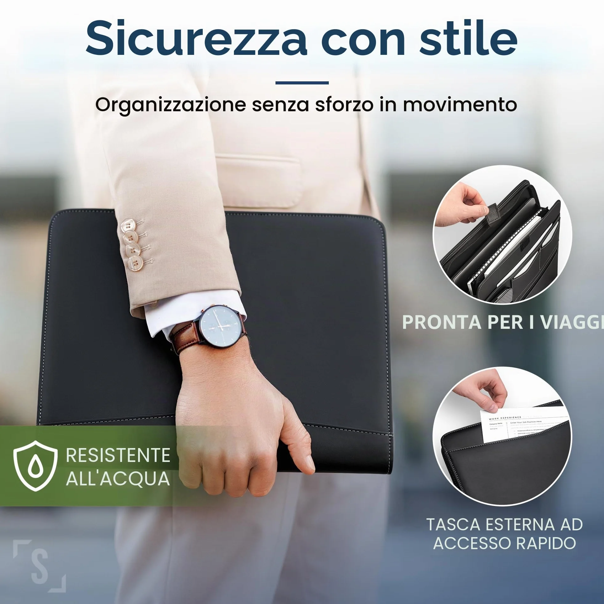 STYLIO A4 Cartella Conferenze con Cerniera Raccoglitore Portadocumenti Organizzatore per Quaderno Smartphone iPad Tablet fino a 11 pollici Chiavi Blocco Note