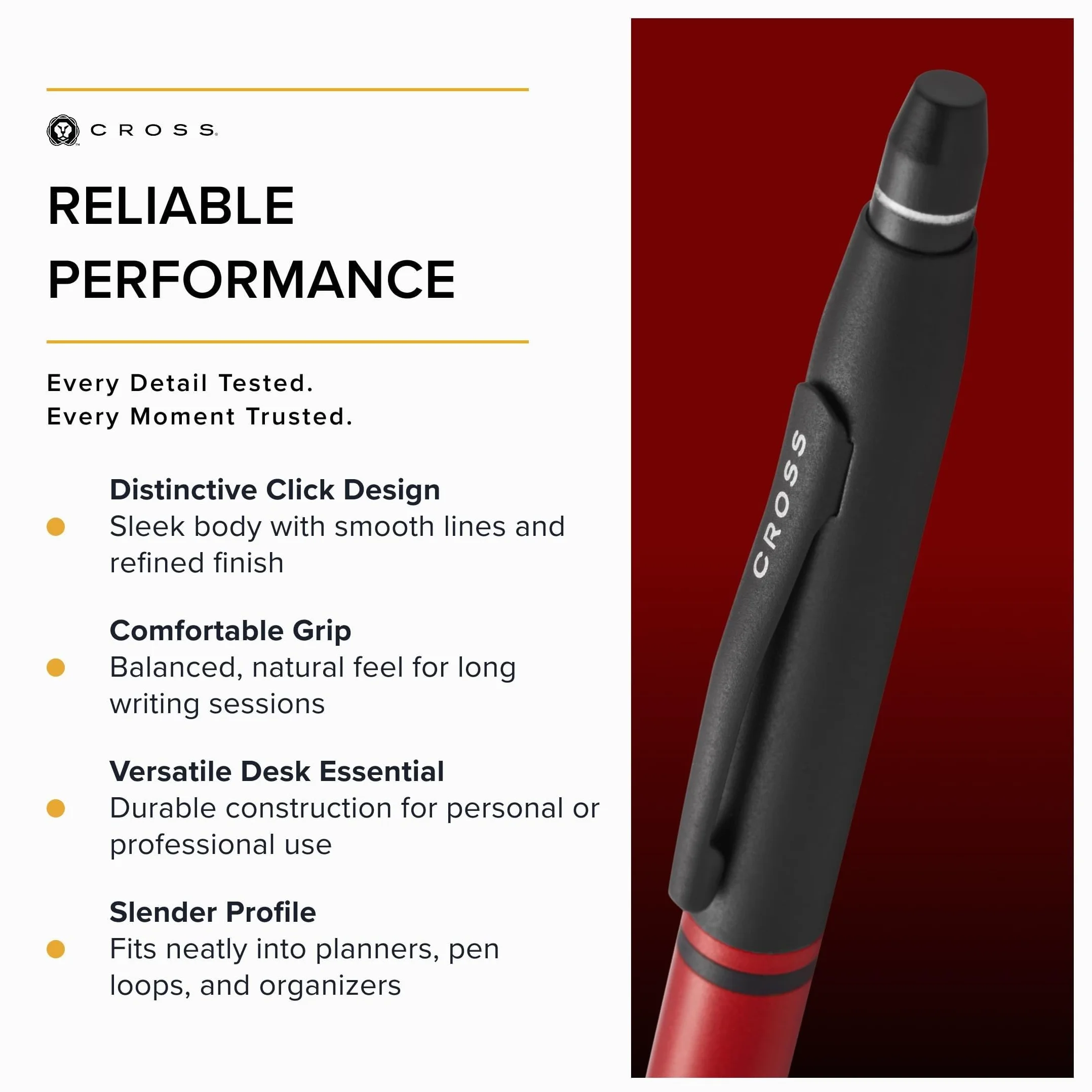 Cross Click Tuxedo - Penna a sfera con inchiostro rosso metallizzato satinato e nero