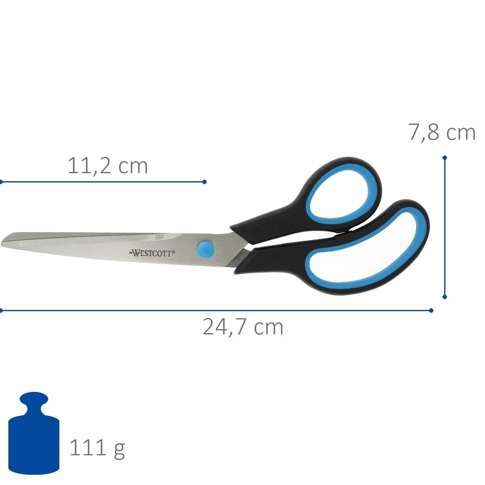 Westcott Forbici Easy Grip 24,5 cm nero/blu