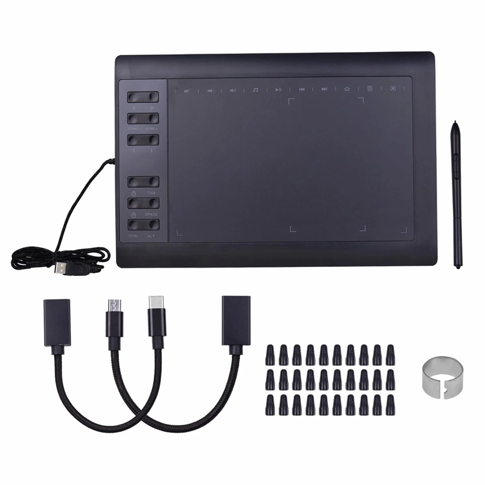 Tablet Grafico Digitale, Tablet Disegno Professionale 10x6 Pollici con 8192 Livelli di Pressione, 12 Tasti Espressi, Risoluzione 5080LPI, per PC, Laptop, Connessione