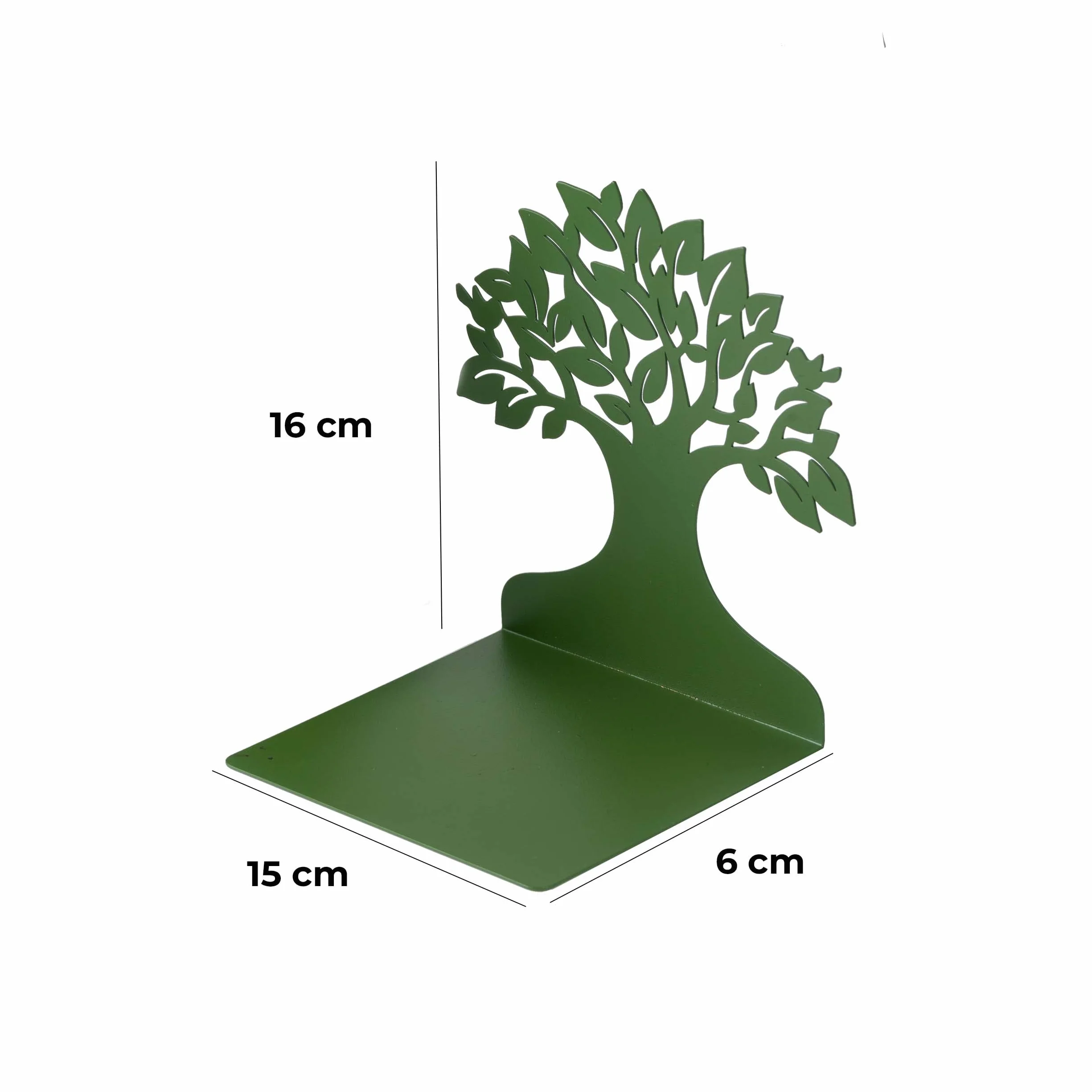 Baroni Home Fermalibri Albero Verde 15x6x16 cm 2 Pezzi