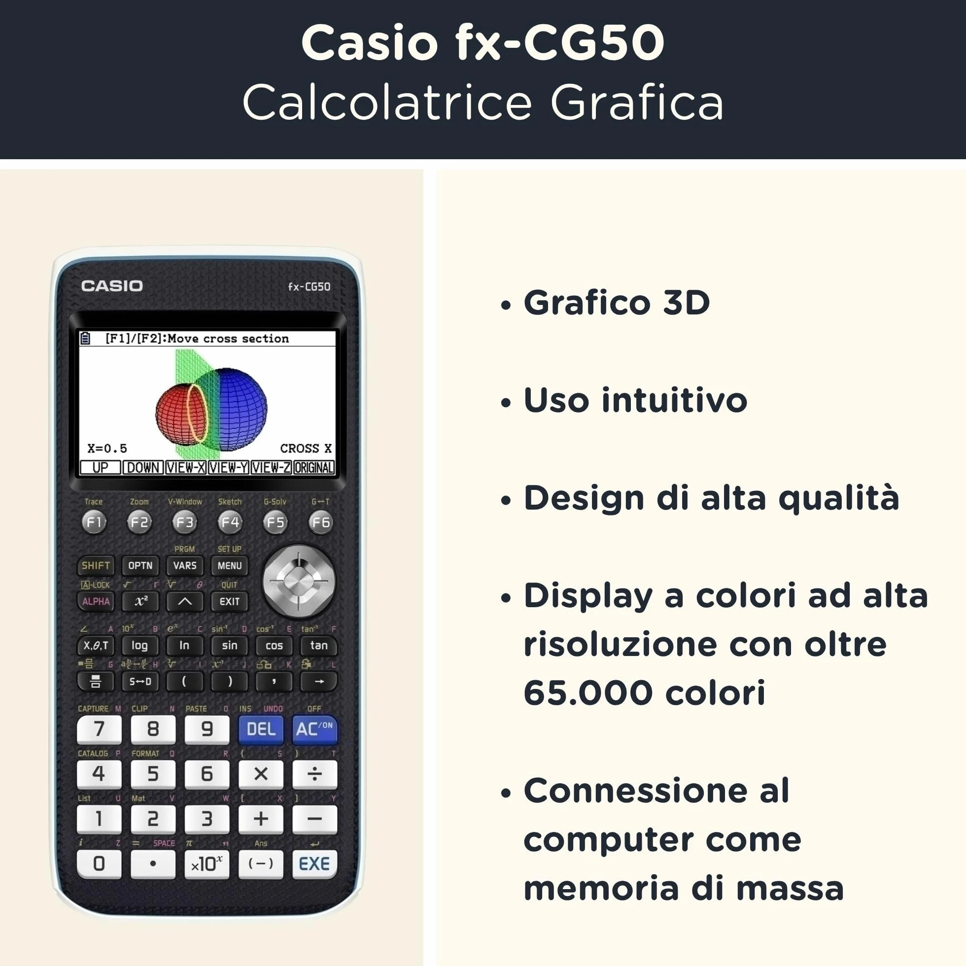 Calcolatrice Casio FX-CG50 con custodia protettiva di Calcuso, Grafica