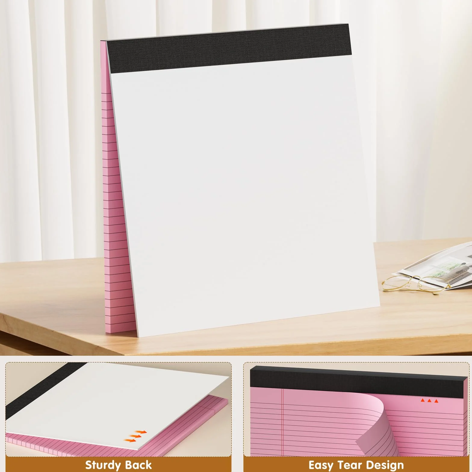 MuiAng Blocco note a righe 28 x 24,1 cm, 2 blocchi, 30 fogli, 80 g/m², carta perforata