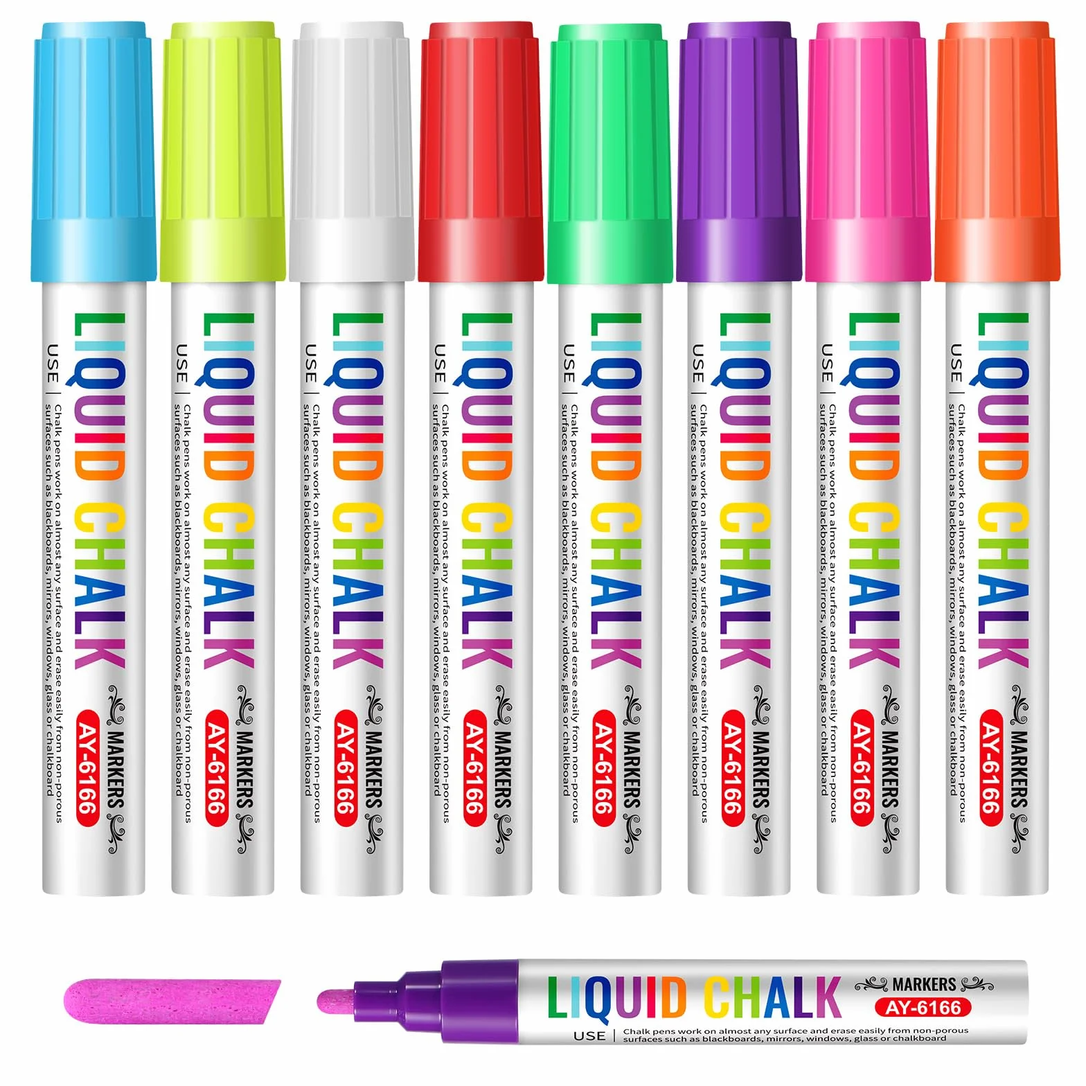 Pennarelli Lavagna Cancellabili a Doppia Punta, Gesso Liquido per Vetro Specchio Legno - 8 Penne Colorate