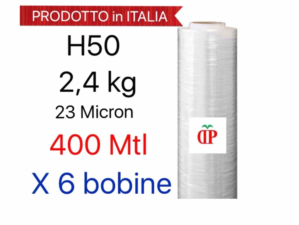 Pellicola in Polietilene per Imballo 50 cm x 400 m 23 Micron 6 Bobine