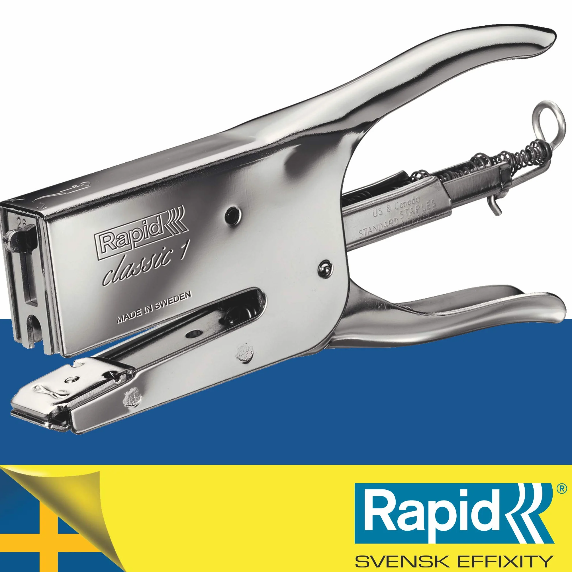 Rapid Classic K1+ Cucitrice a pinza per punti n.24, Pinzatrice compatibile con graffette n.24-6 & 24-8+, Incudine regolabile, Caricamento posteriore, Certificata ClimatePartner, Cromato
