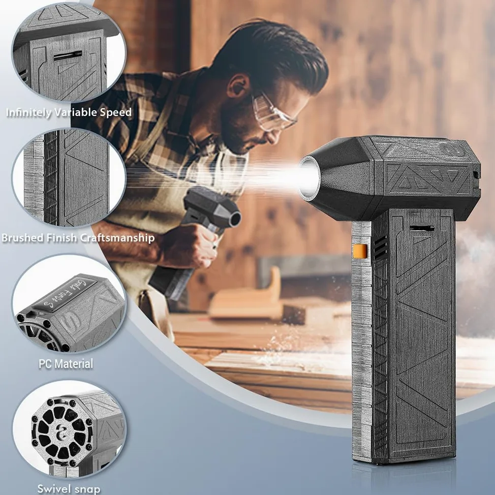 Kavolet Mini Jet, super turbocompressore, potente soffiatore a secco, 130.000 giri/min, spray ad aria compressa con velocità regolabile, rimozione della polvere per auto, computer di casa, obiettivo