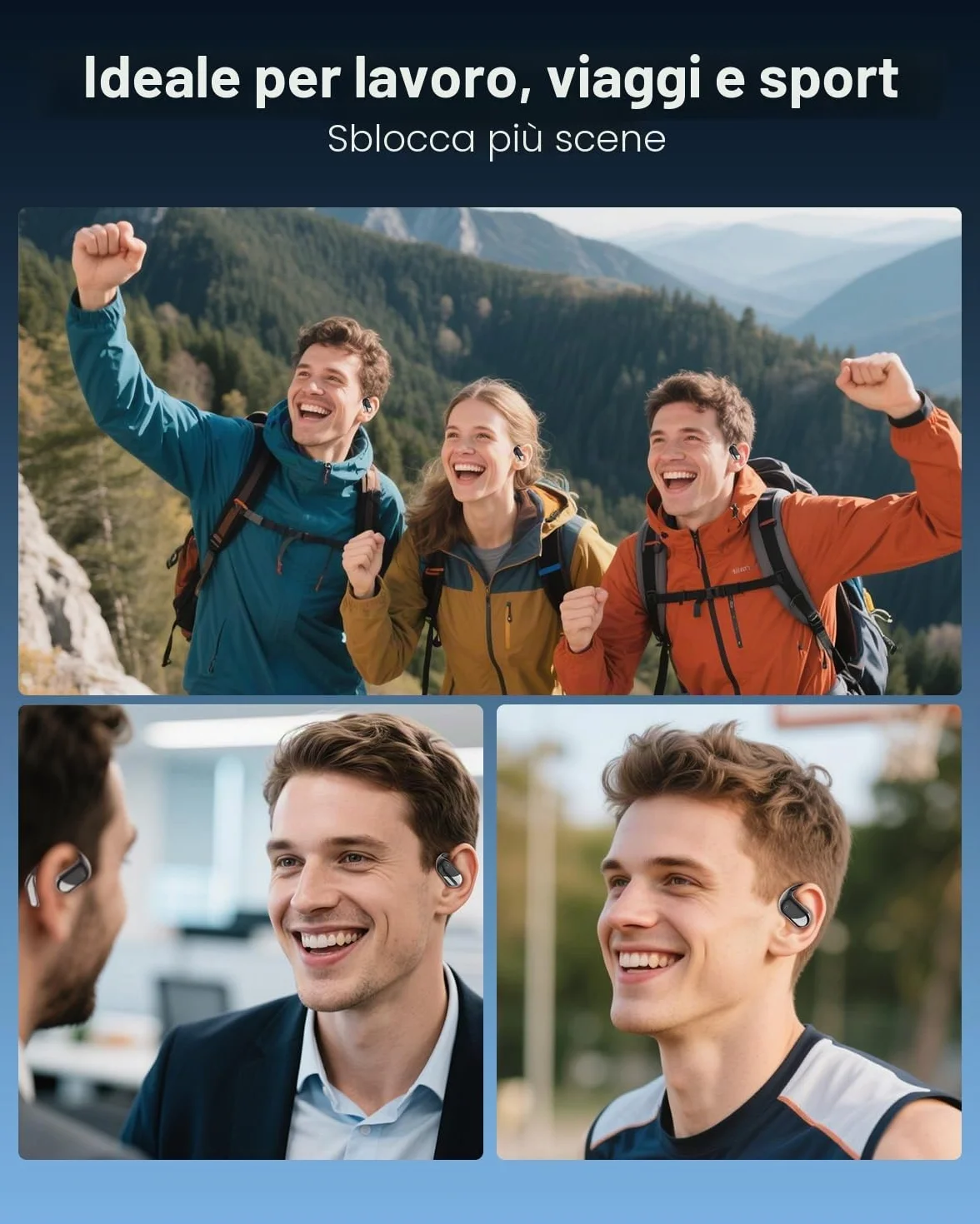 MONODEAL AI Cuffie Traduzione Simultanea, Bluetooth 5.4 Traduttore Istantaneo Vocale con 144 Lingue, Auricolari di Traduzione con 4 modalità, Auricolari Traduttori Istantanei per Viaggi Affari