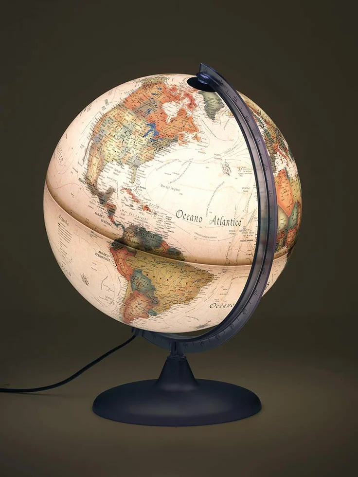 Tecnodidattica – Mappamondo Atmosphere A2, luminoso, girevole, cartografia Stile Antico e meridiano graduato, diametro 30 cm