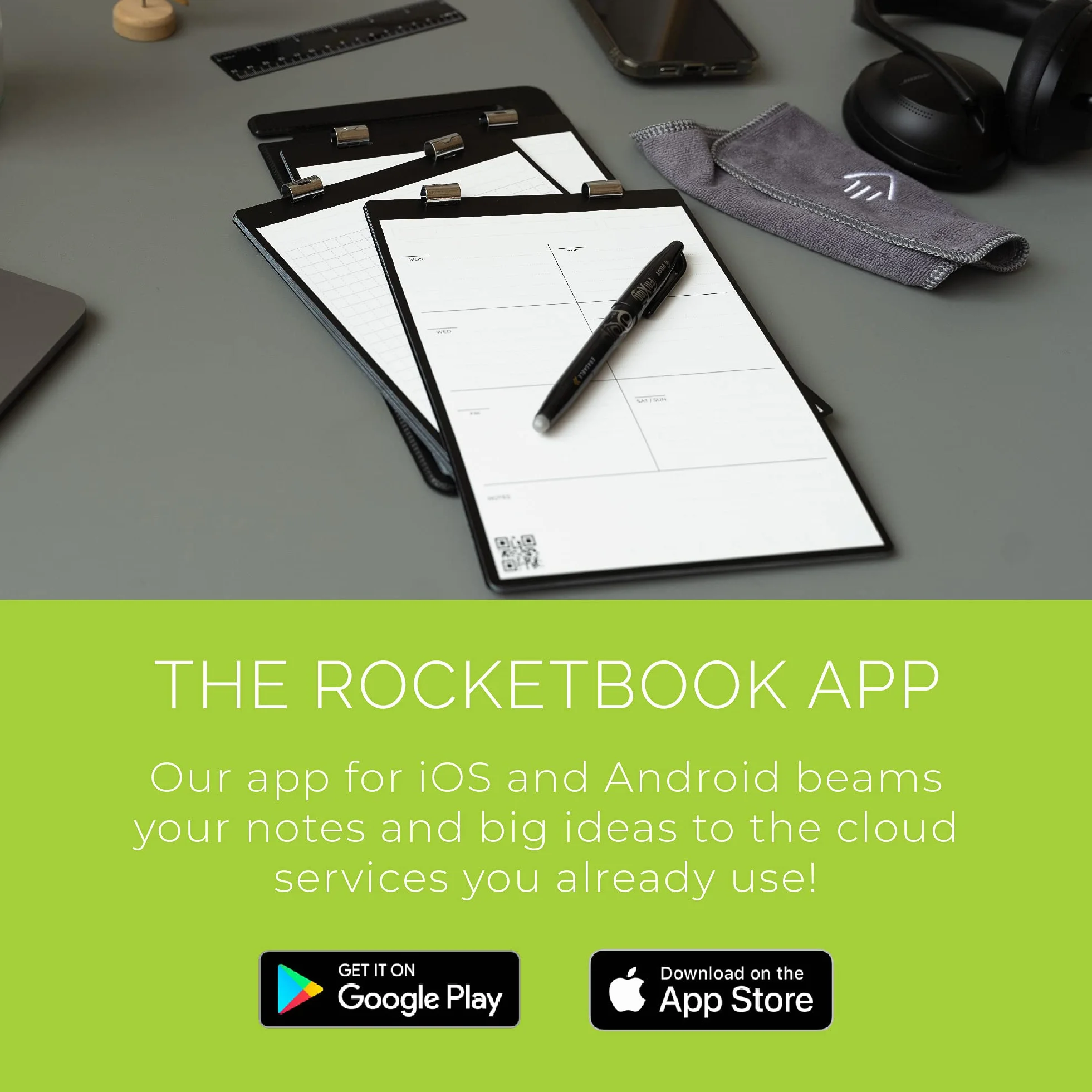 ROCKETBOOK Orbit Letter Page Pack – Blocco intelligente riutilizzabile legale – Dot-Grid & Lined, bianco