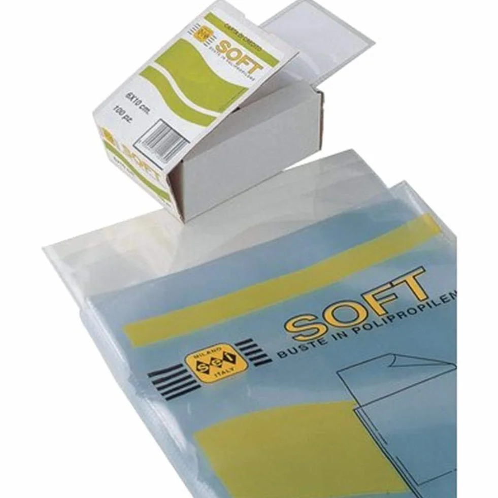 Memotak Buste in Polipropilene Liscio, 13 x 18 cm, Confezione da 400 Pezzi con Apertura a U e Tuck Flap