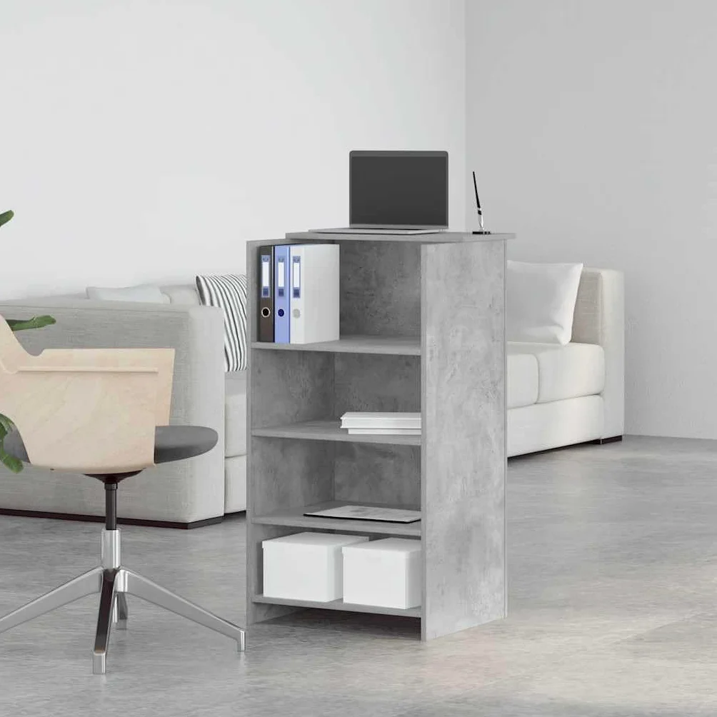 vidaXL Reception Grigio Cemento 55x50x103,5 cm Legno Multistrato Ufficio, Cassa, Salone