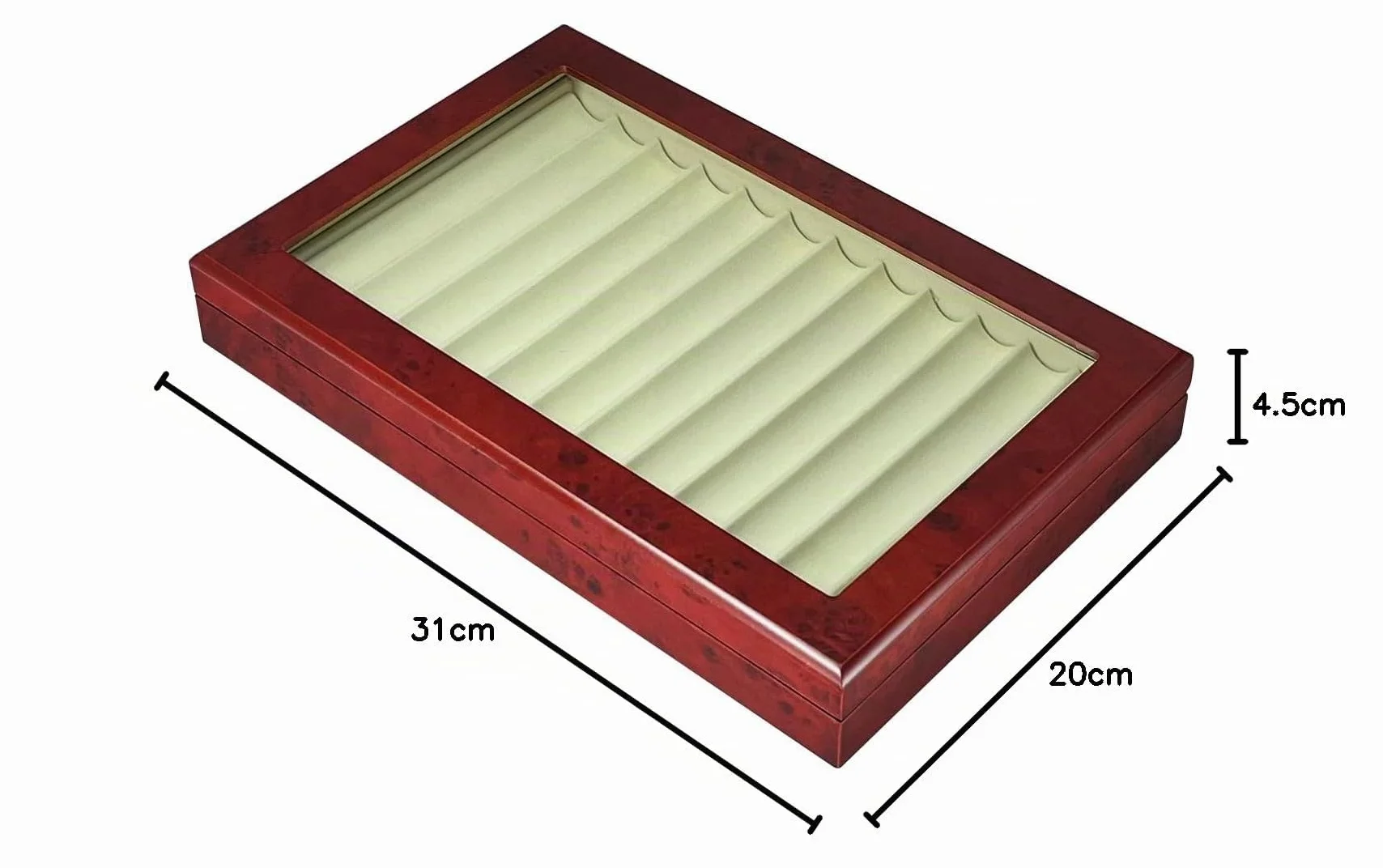 MR Maestro Relojero - Scatola Portapenne con vetrina per 12 penne in legno Noce | Espositore penne stilografiche | Portapenne da esposizione | Raccoglitore collezioni | Ciliegia, legno