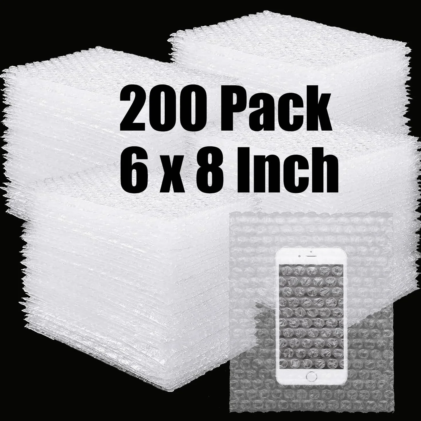 200 sacchetti trasparenti a bolle d'aria da 15,2 x 20,3 cm, sacchetti protettivi a bolle d'aria doppie, ispessimento, antiurto, piccoli sacchetti in schiuma per ammortizzazione, spedizione, trasloco,