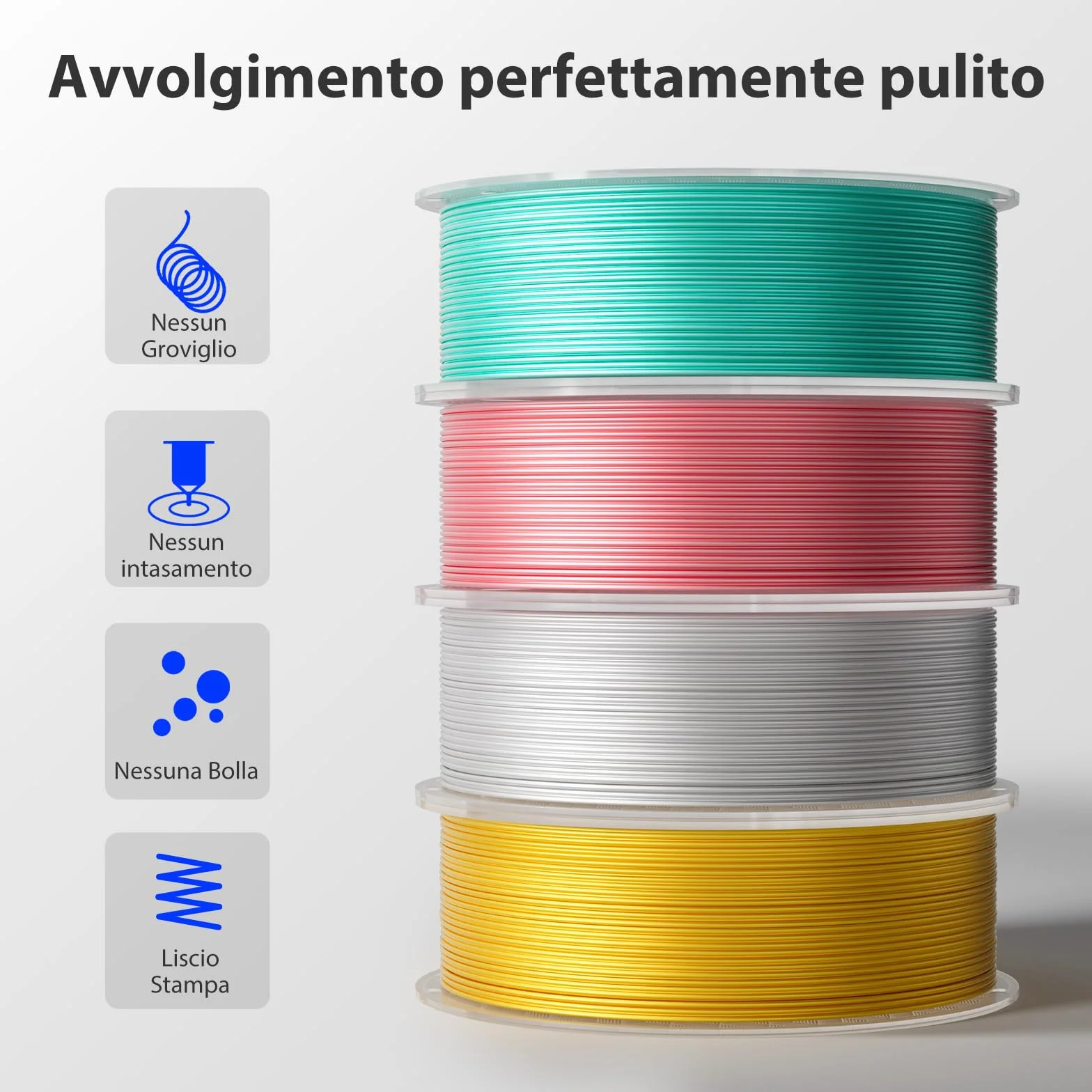 ELEGOO Filamento PLA 1,75 mm Oro 1 KG, Precisione dimensionale +/- 0,02 mm per Stampante 3D FDM