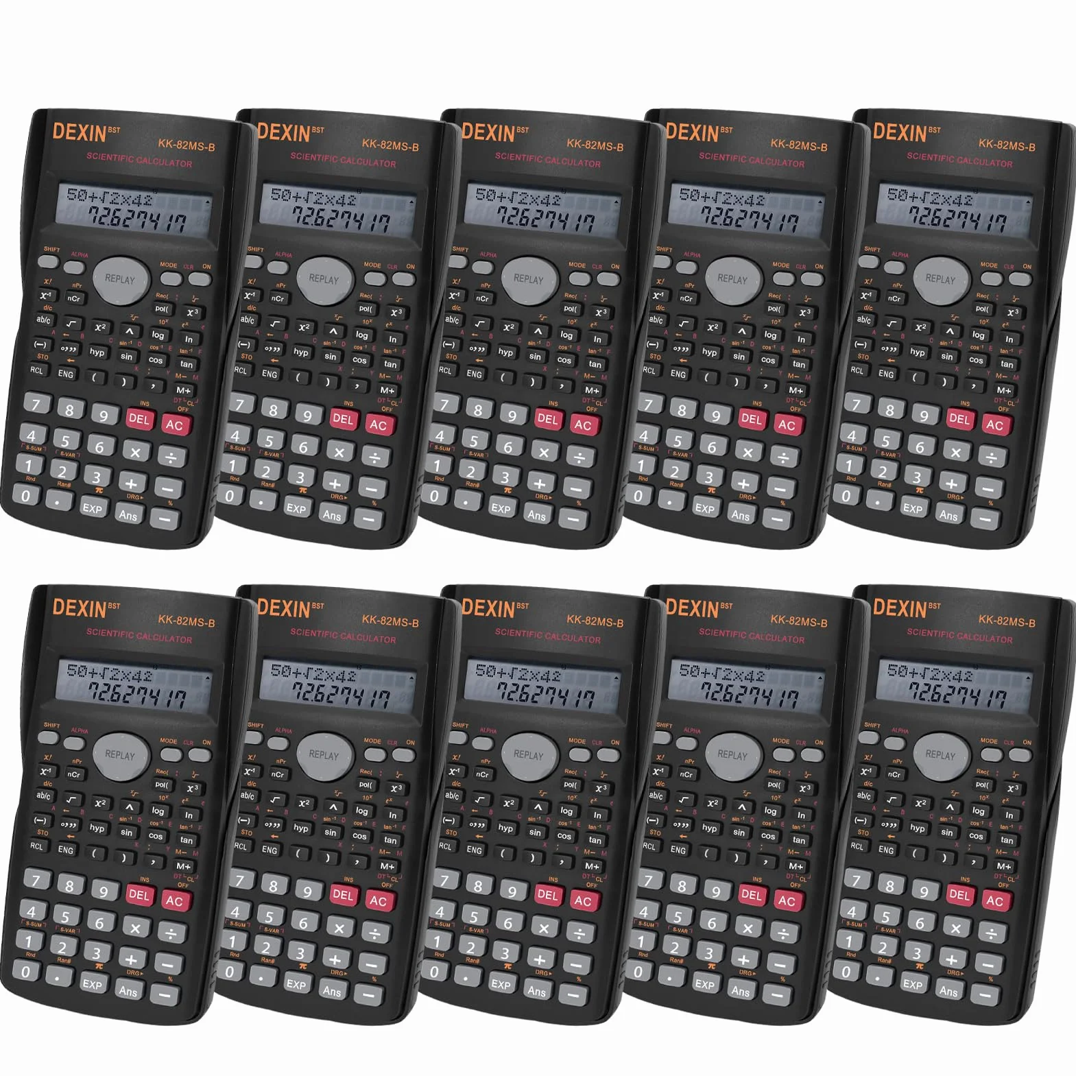 Confezione da 10 calcolatrici scientifiche per ingegneria, calcolatrice con display a 2 righe, calcolatrice matematica, ideale per studenti, insegnanti, scuole medie, università e uffici