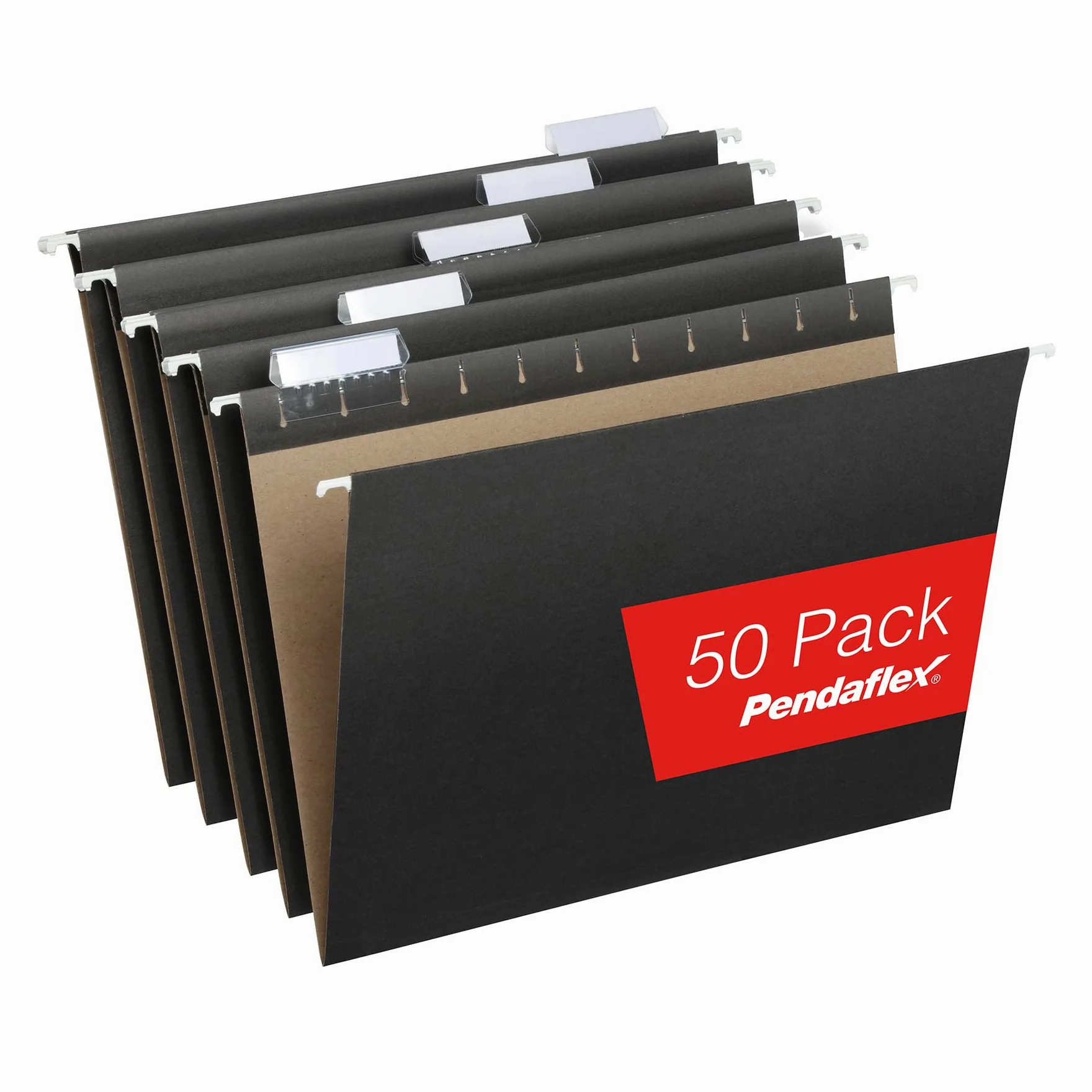 Pendaflex Cartelle appese per cartelle portadocumenti, confezione da 50, colore nero, formato lettera, con linguette regolabili da 1/5, 21,5 x 28,5 cm