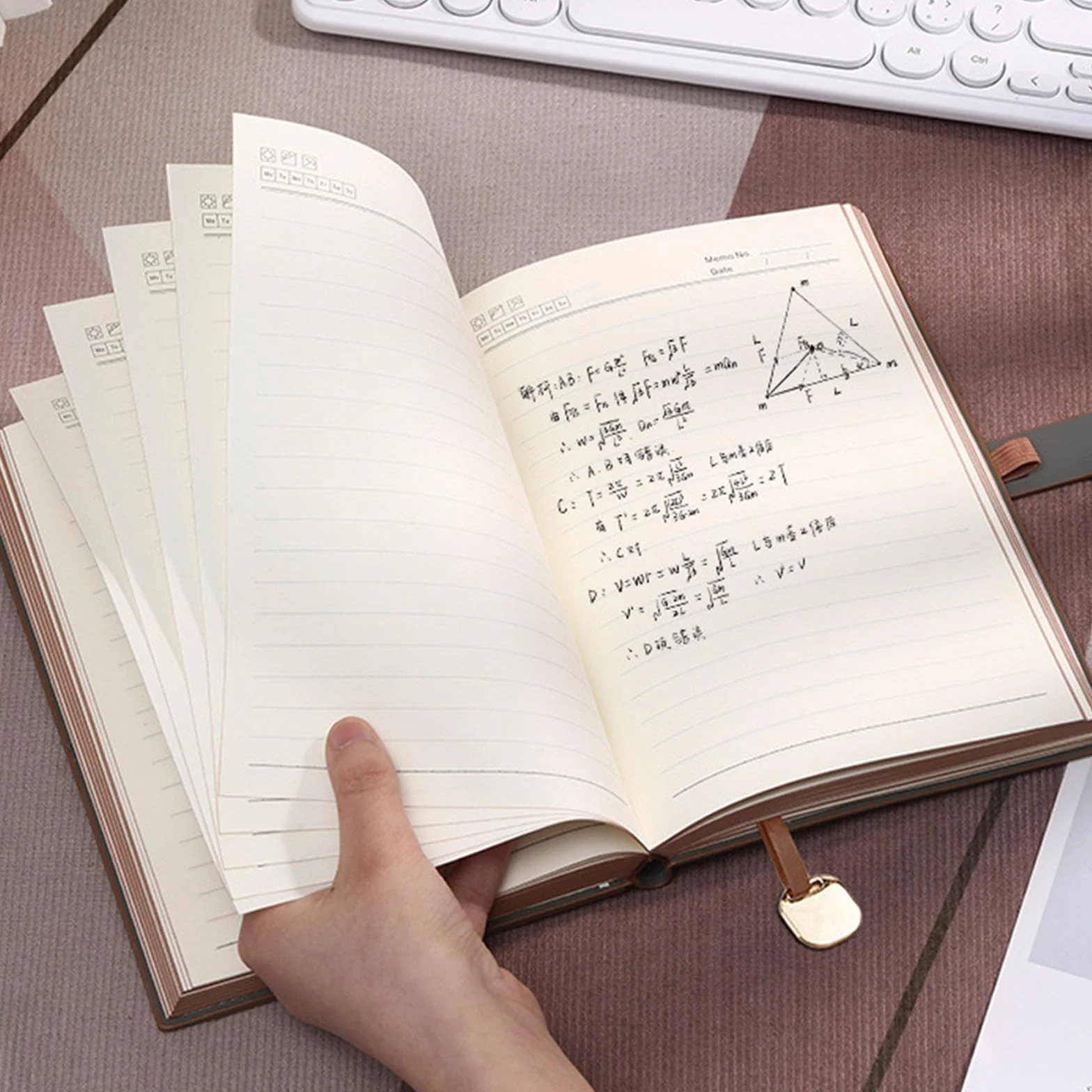 Taccuino professionale in pelle PU, 300 pagine, nastro a righe, segnalibro, chiusura magnetica, copertina rigida, taccuino professionale per riunioni di lavoro