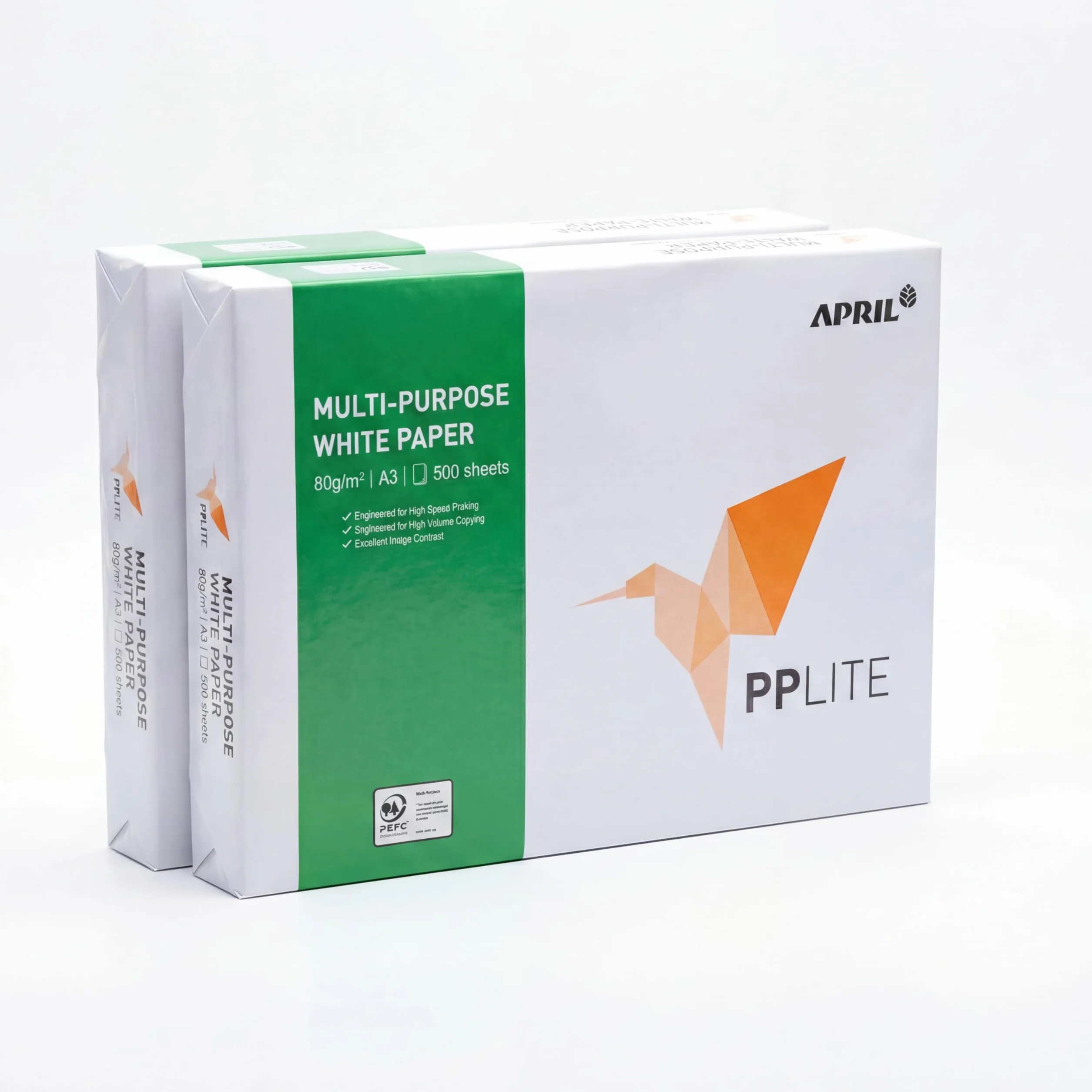 APRIL PP Lite Carta A3 80gr - 1.000 Fogli (2 Risme) - Risma Carta A3 Bianca