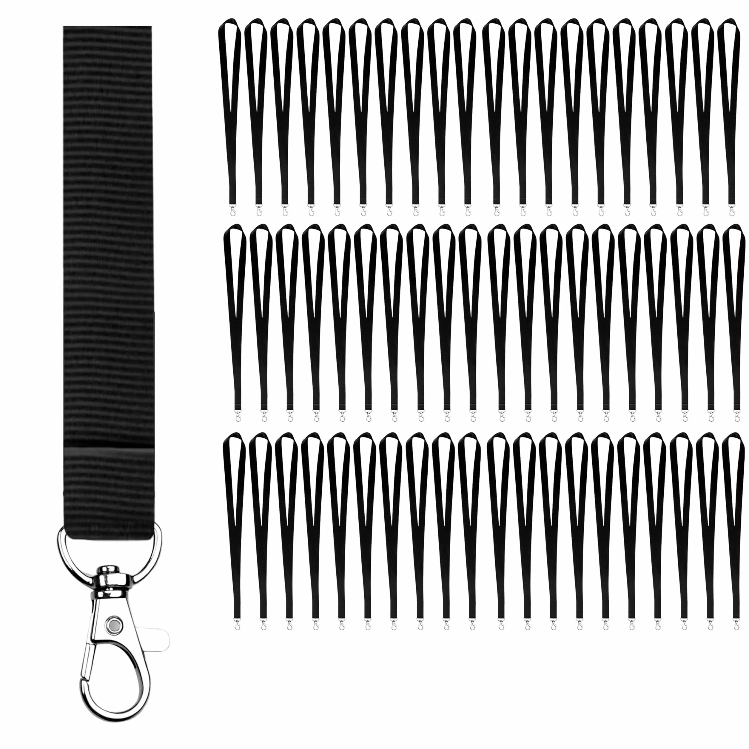 Porta Badge Da Collo Con Gancio In Metallo - Cordino In Poliestere 2cm x 46cm per Tessere, Chiavi, USB