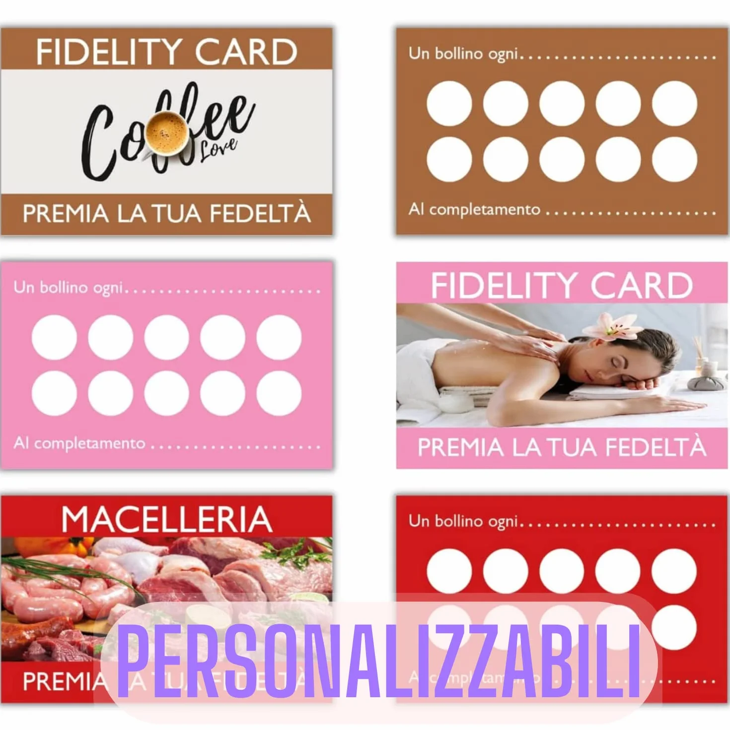Karta Fidelity Personalizzabile 10 Caselle 8x5cm dla Salonów Urody