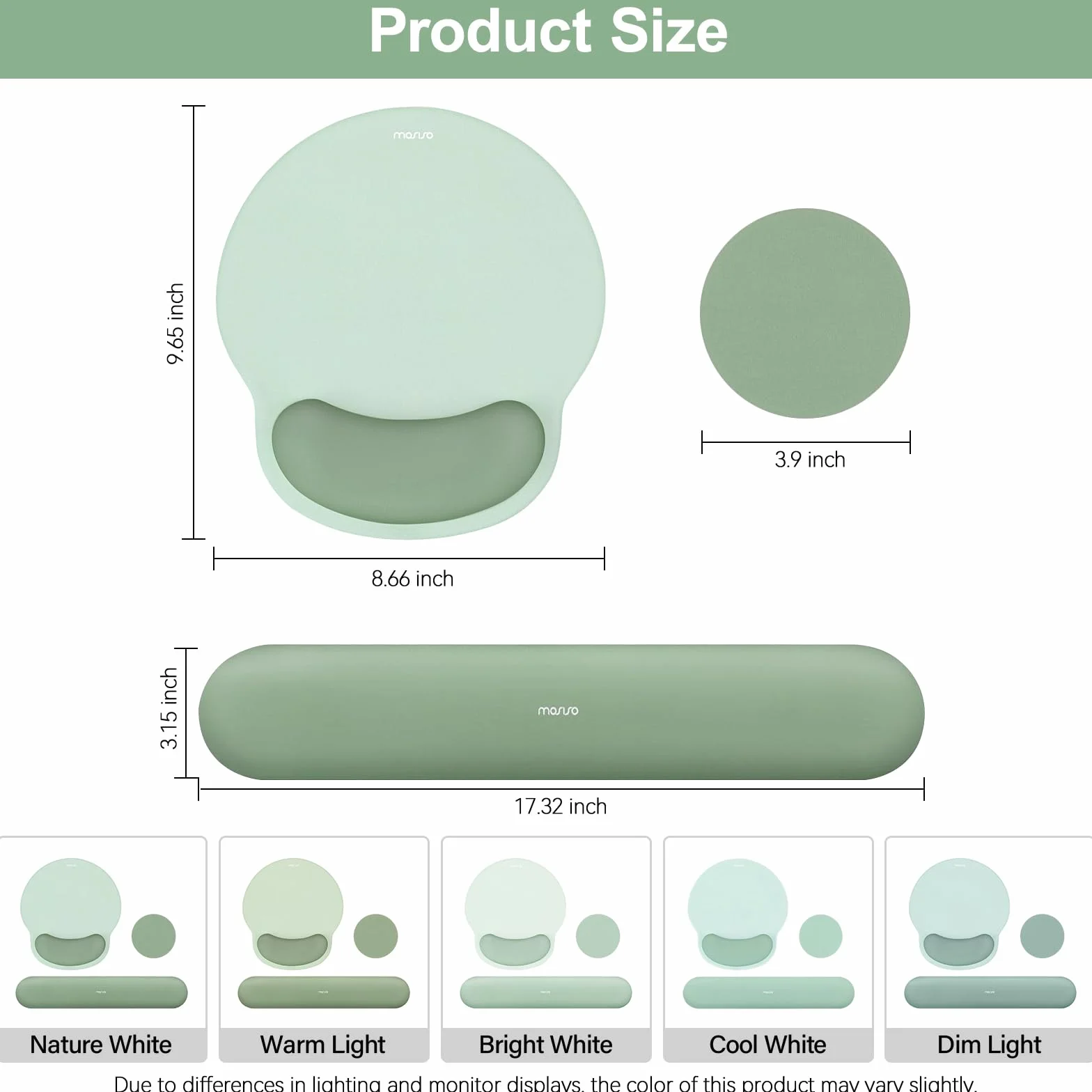 MOSISO Supporto Poggiapolsi Tappetino Mouse Ergonomico Curvo Non-Slip Memory Foam Verde Antico